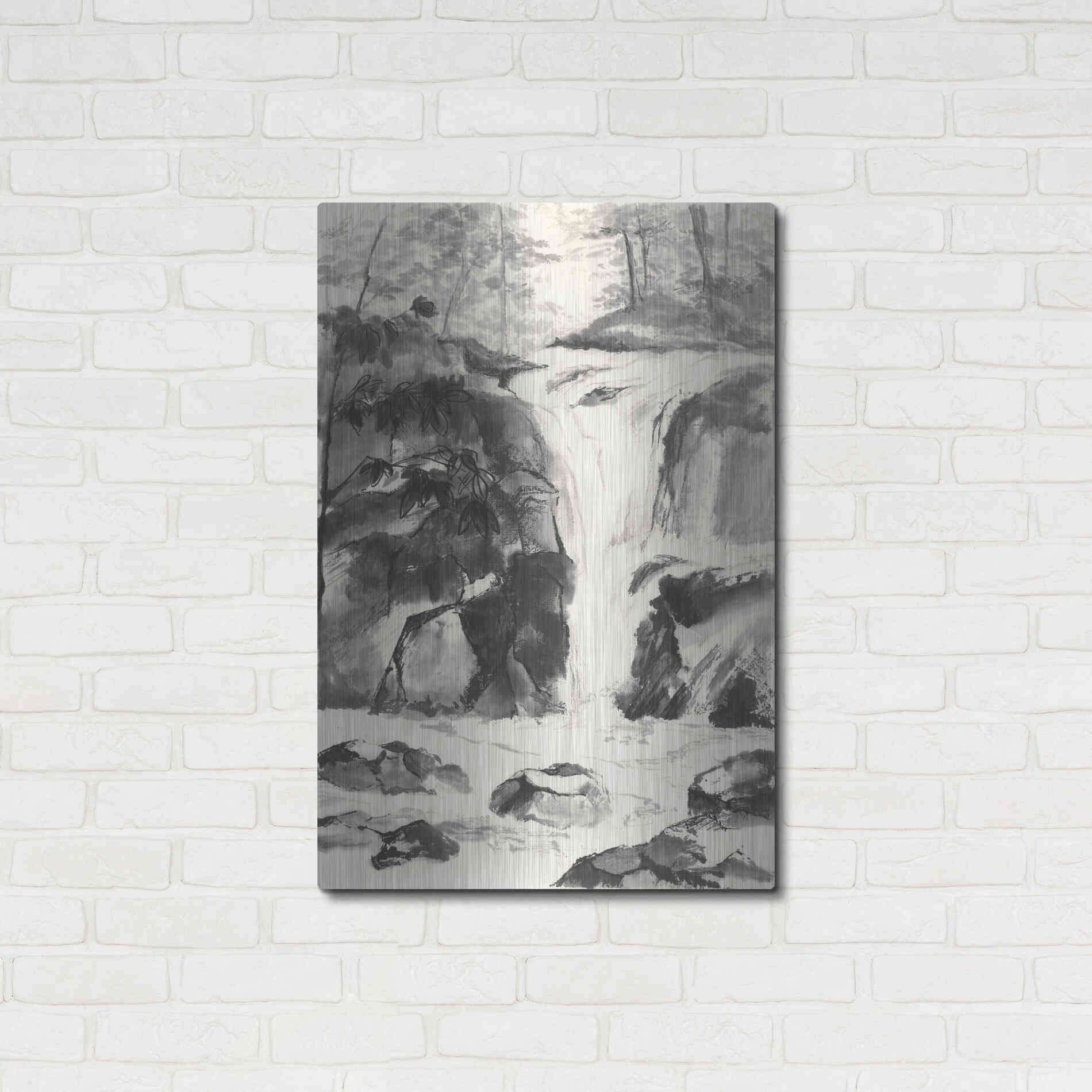 Luxe Metal Art 'Sumi Waterfall IV' by Chris Paschke, Metal Wall Art,24x36