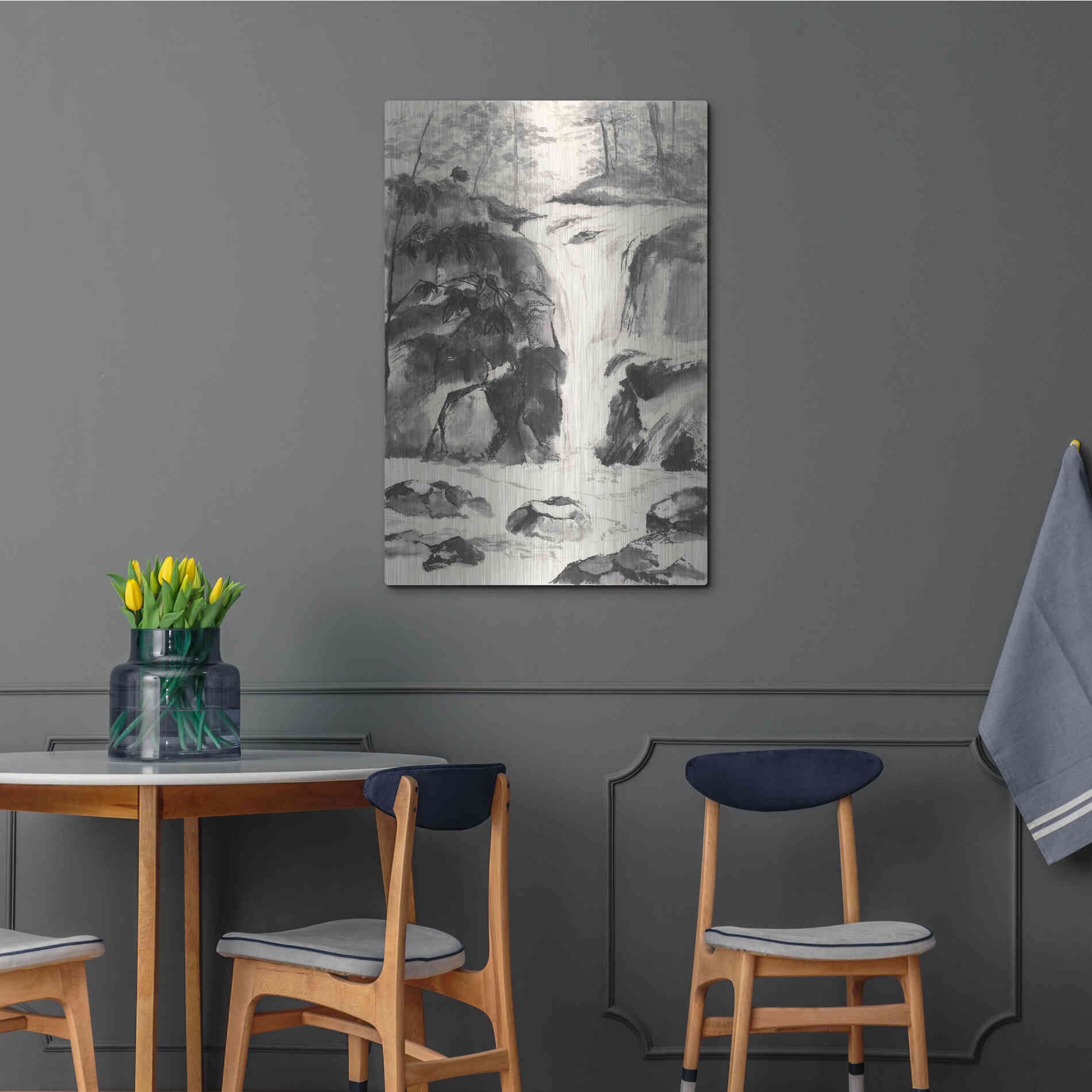 Luxe Metal Art 'Sumi Waterfall IV' by Chris Paschke, Metal Wall Art,24x36