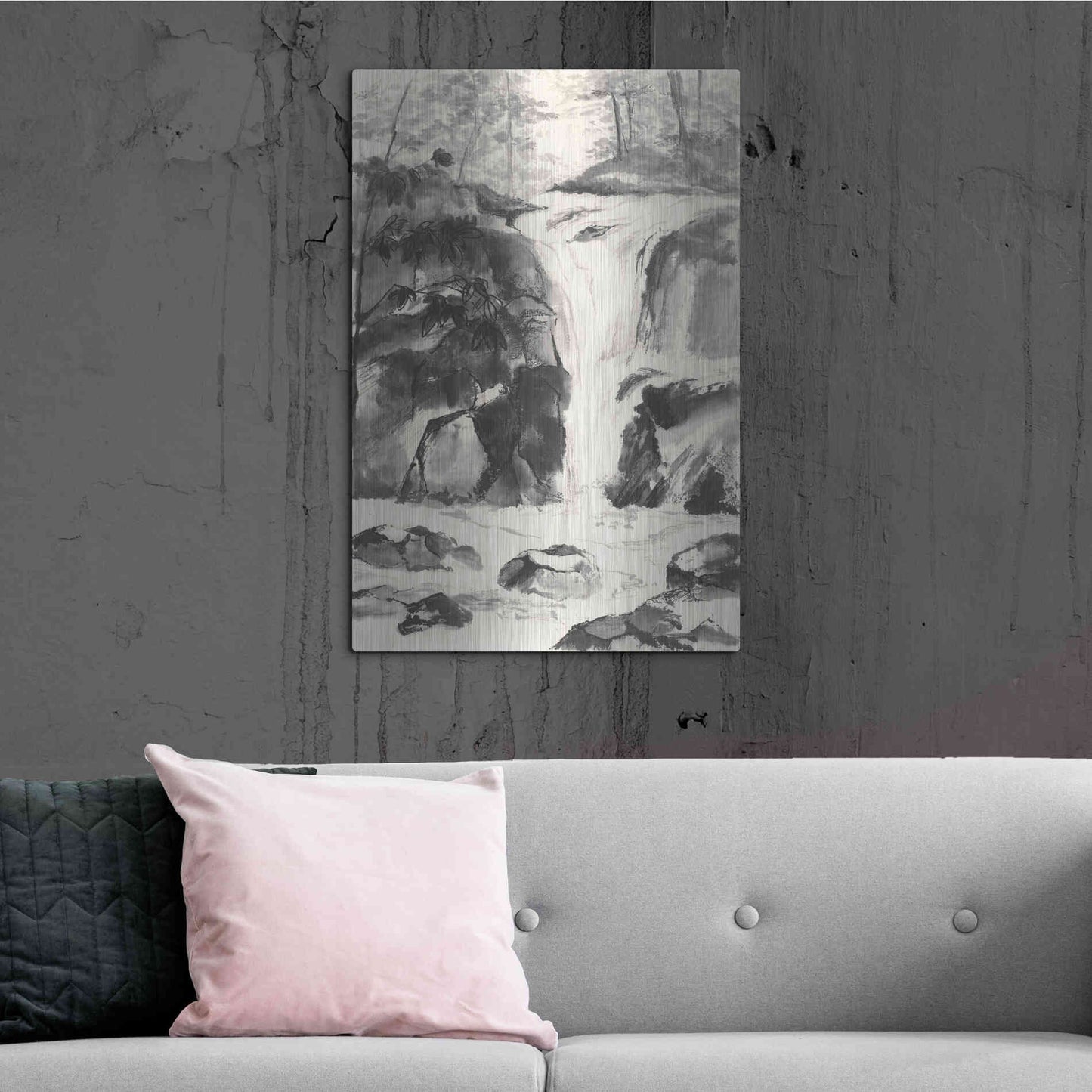 Luxe Metal Art 'Sumi Waterfall IV' by Chris Paschke, Metal Wall Art,24x36