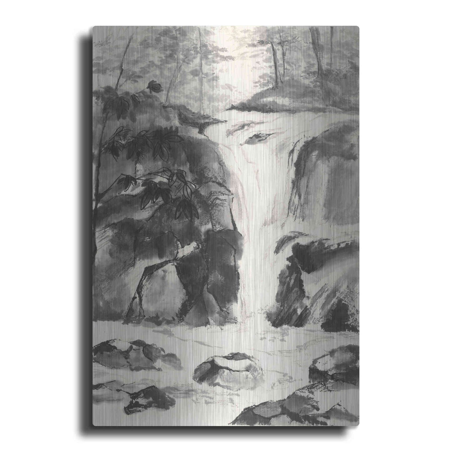 Luxe Metal Art 'Sumi Waterfall IV' by Chris Paschke, Metal Wall Art