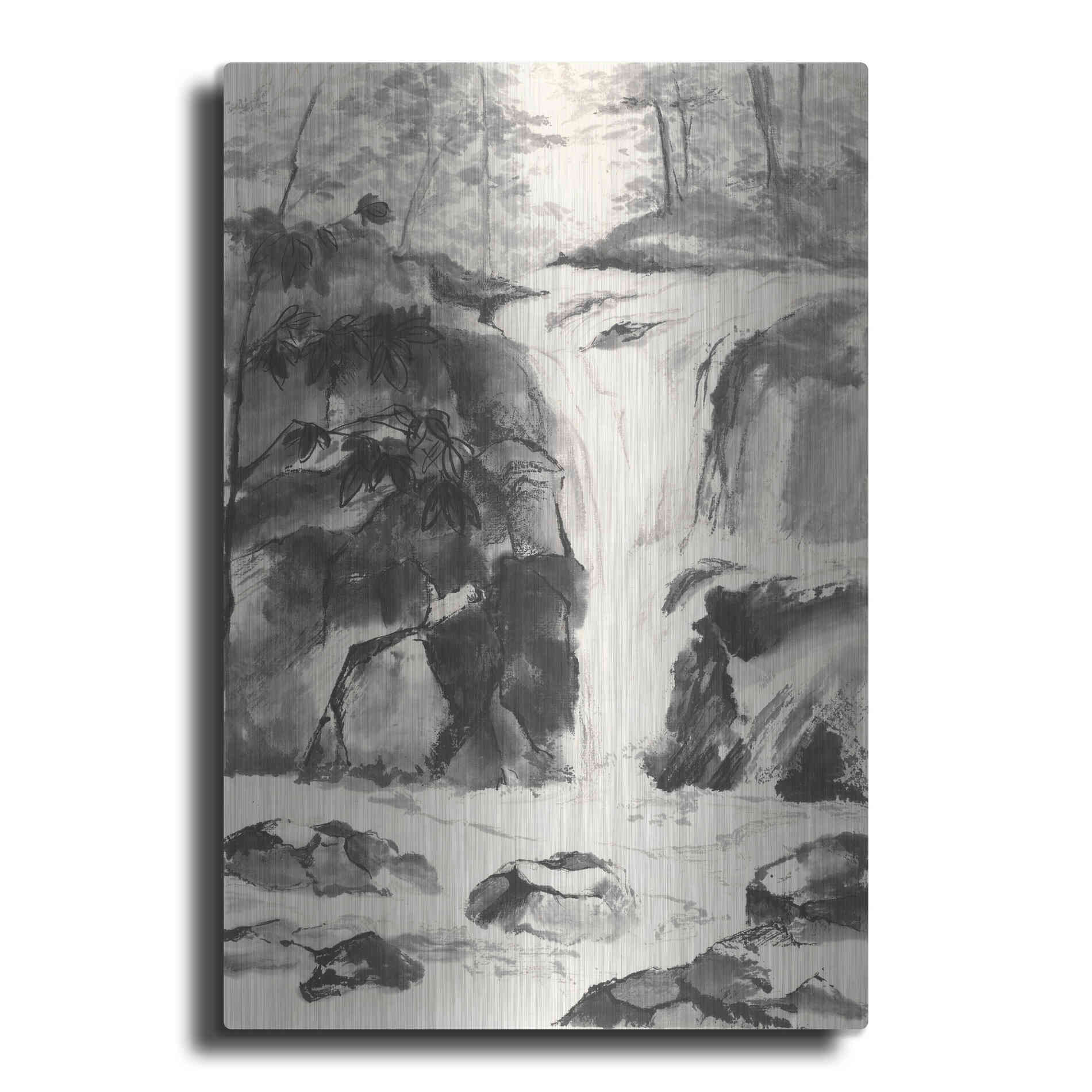 Luxe Metal Art 'Sumi Waterfall IV' by Chris Paschke, Metal Wall Art
