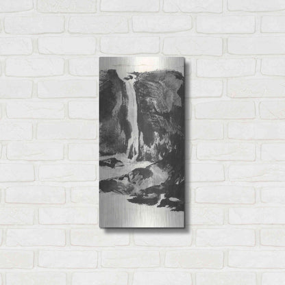 Luxe Metal Art 'Sumi Waterfall View I' by Chris Paschke, Metal Wall Art,12x24