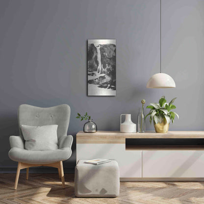 Luxe Metal Art 'Sumi Waterfall View I' by Chris Paschke, Metal Wall Art,12x24