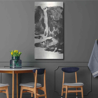 Luxe Metal Art 'Sumi Waterfall View I' by Chris Paschke, Metal Wall Art,24x48