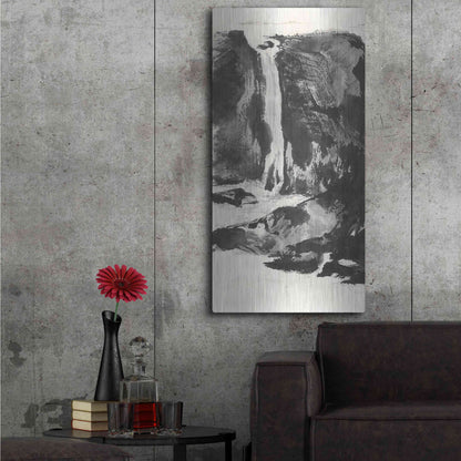 Luxe Metal Art 'Sumi Waterfall View I' by Chris Paschke, Metal Wall Art,24x48