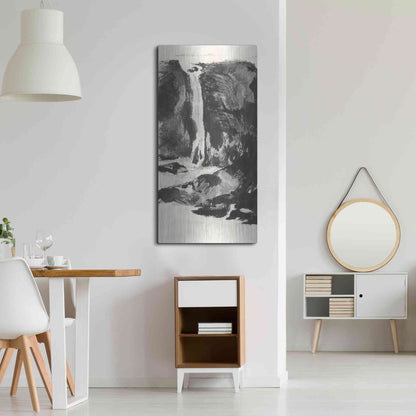 Luxe Metal Art 'Sumi Waterfall View I' by Chris Paschke, Metal Wall Art,24x48