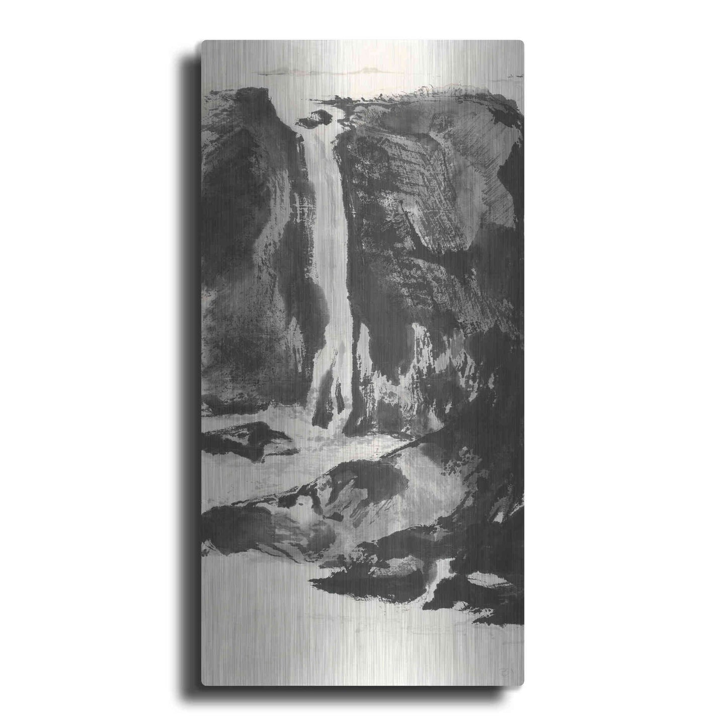 Luxe Metal Art 'Sumi Waterfall View I' by Chris Paschke, Metal Wall Art,2:1 P