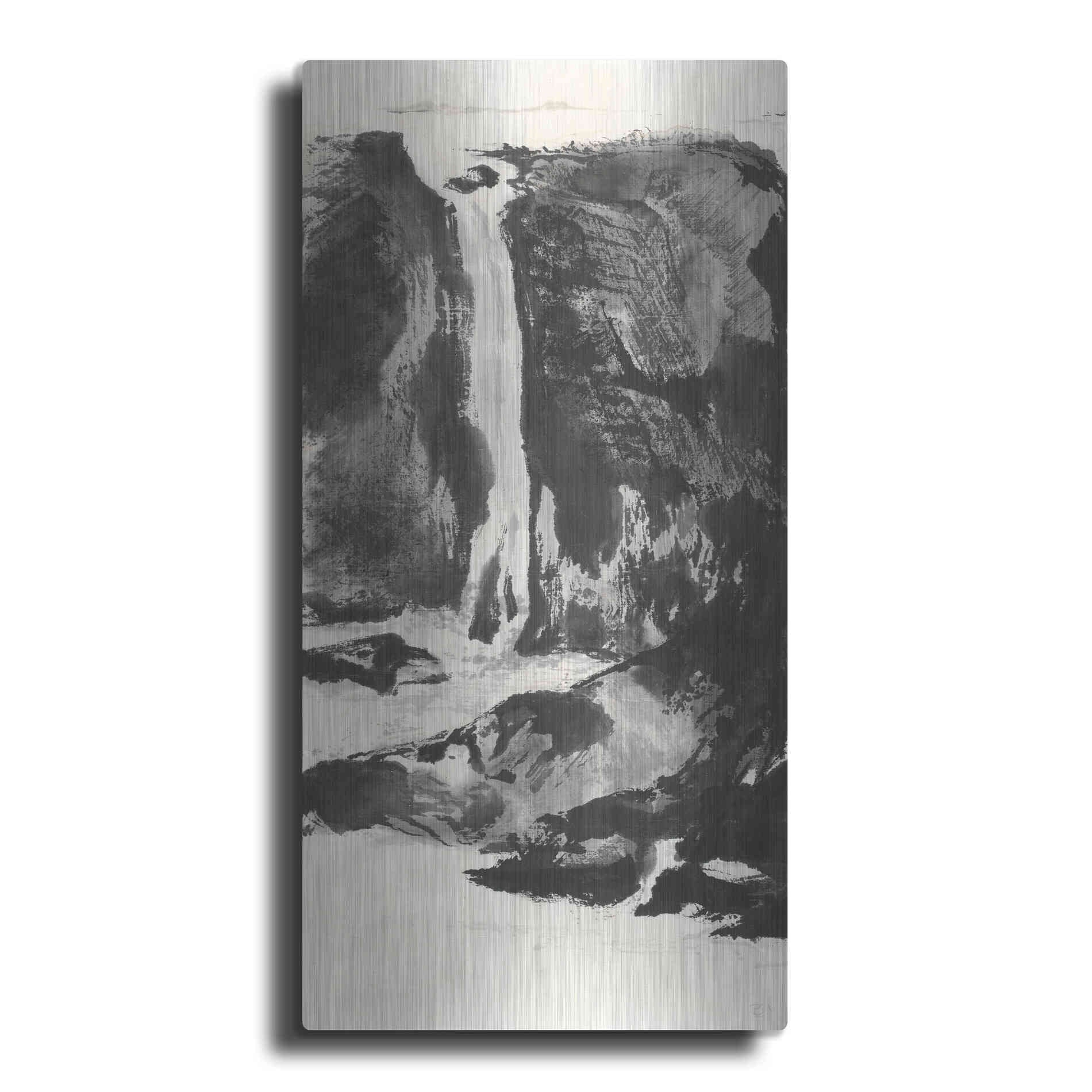 Luxe Metal Art 'Sumi Waterfall View I' by Chris Paschke, Metal Wall Art,2:1 P