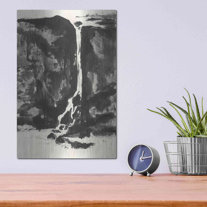 Luxe Metal Art 'Sumi Waterfall View II' by Chris Paschke, Metal Wall Art,12x16