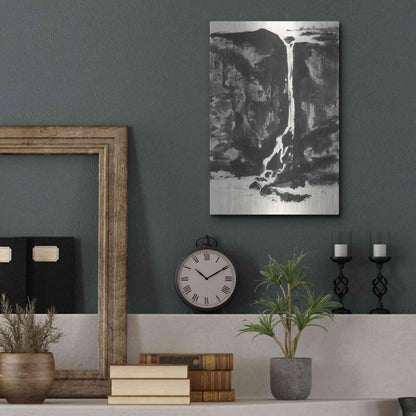 Luxe Metal Art 'Sumi Waterfall View II' by Chris Paschke, Metal Wall Art,12x16
