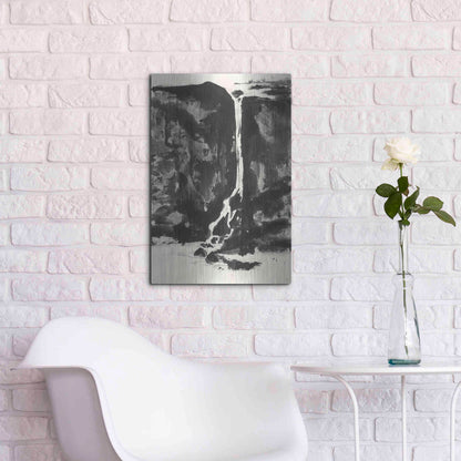 Luxe Metal Art 'Sumi Waterfall View II' by Chris Paschke, Metal Wall Art,16x24