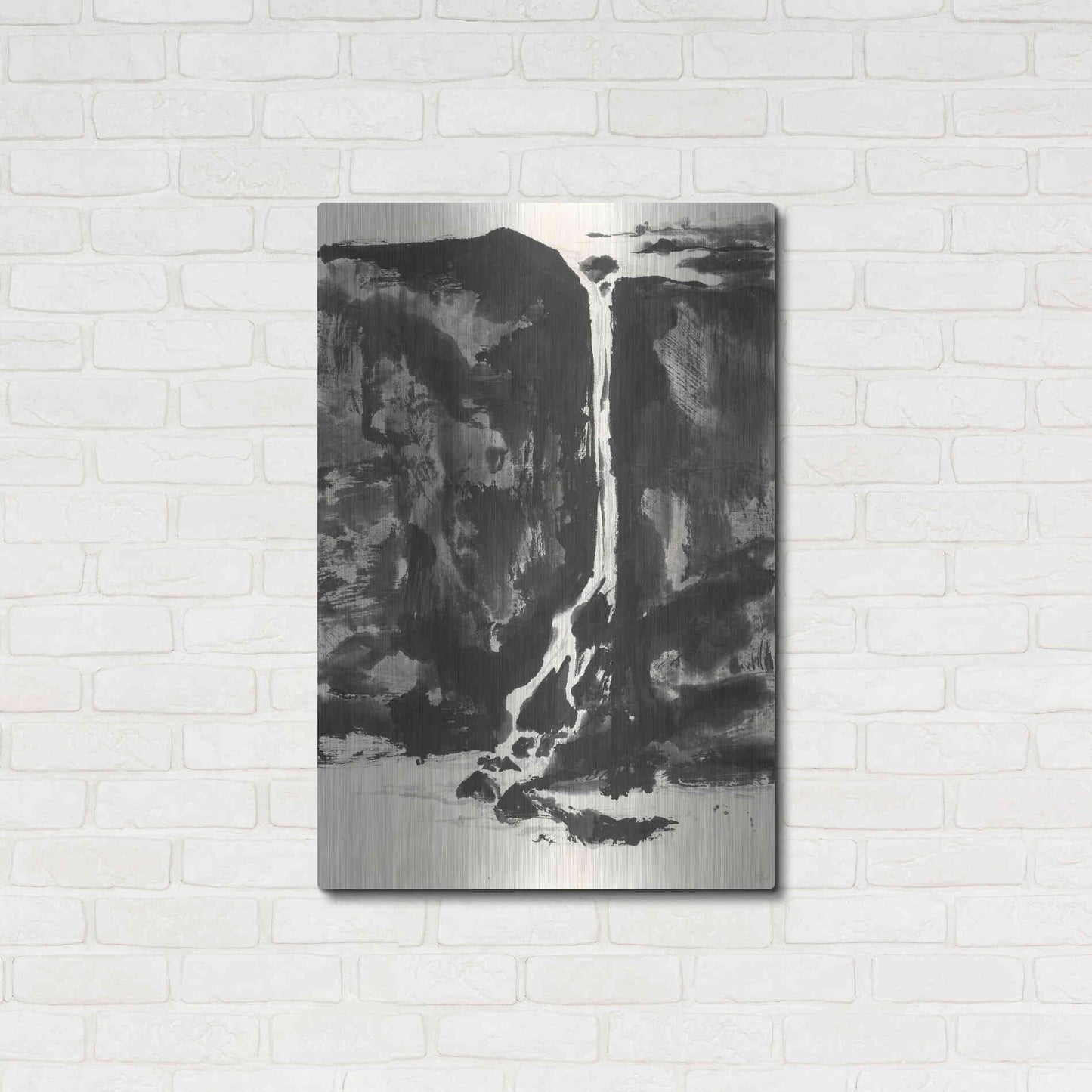 Luxe Metal Art 'Sumi Waterfall View II' by Chris Paschke, Metal Wall Art,24x36