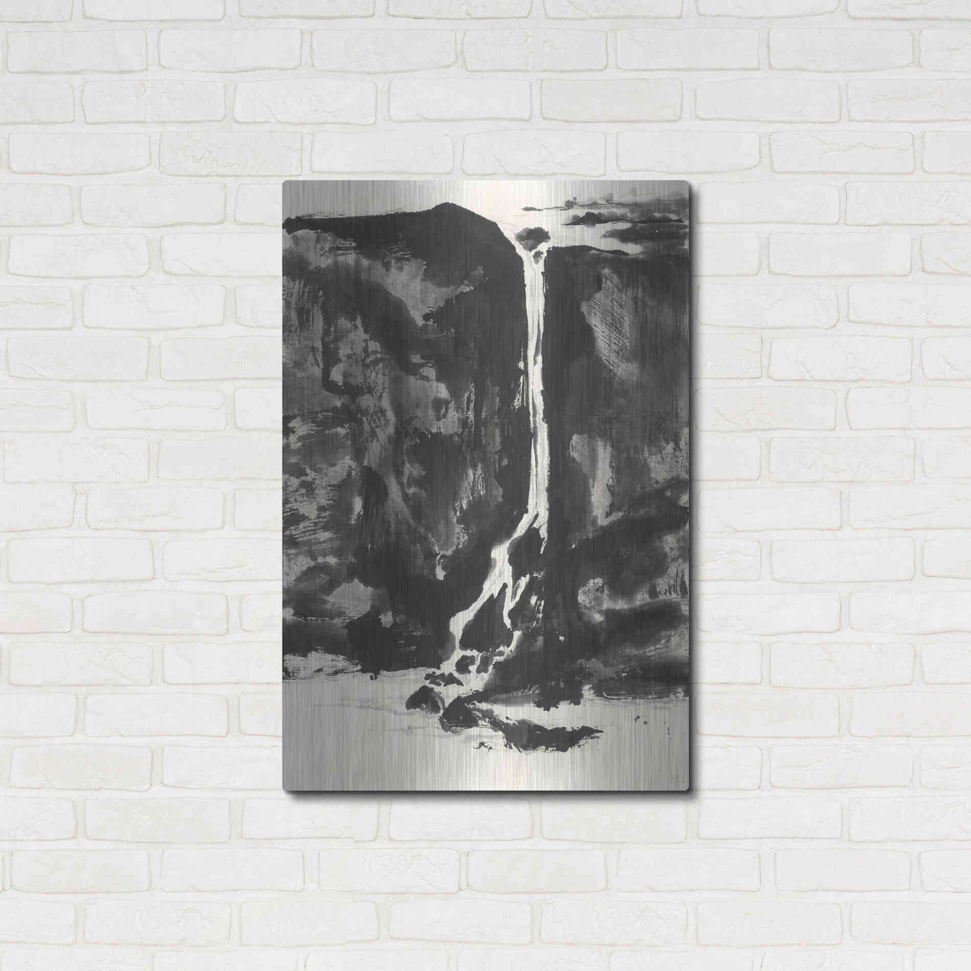 Luxe Metal Art 'Sumi Waterfall View II' by Chris Paschke, Metal Wall Art,24x36