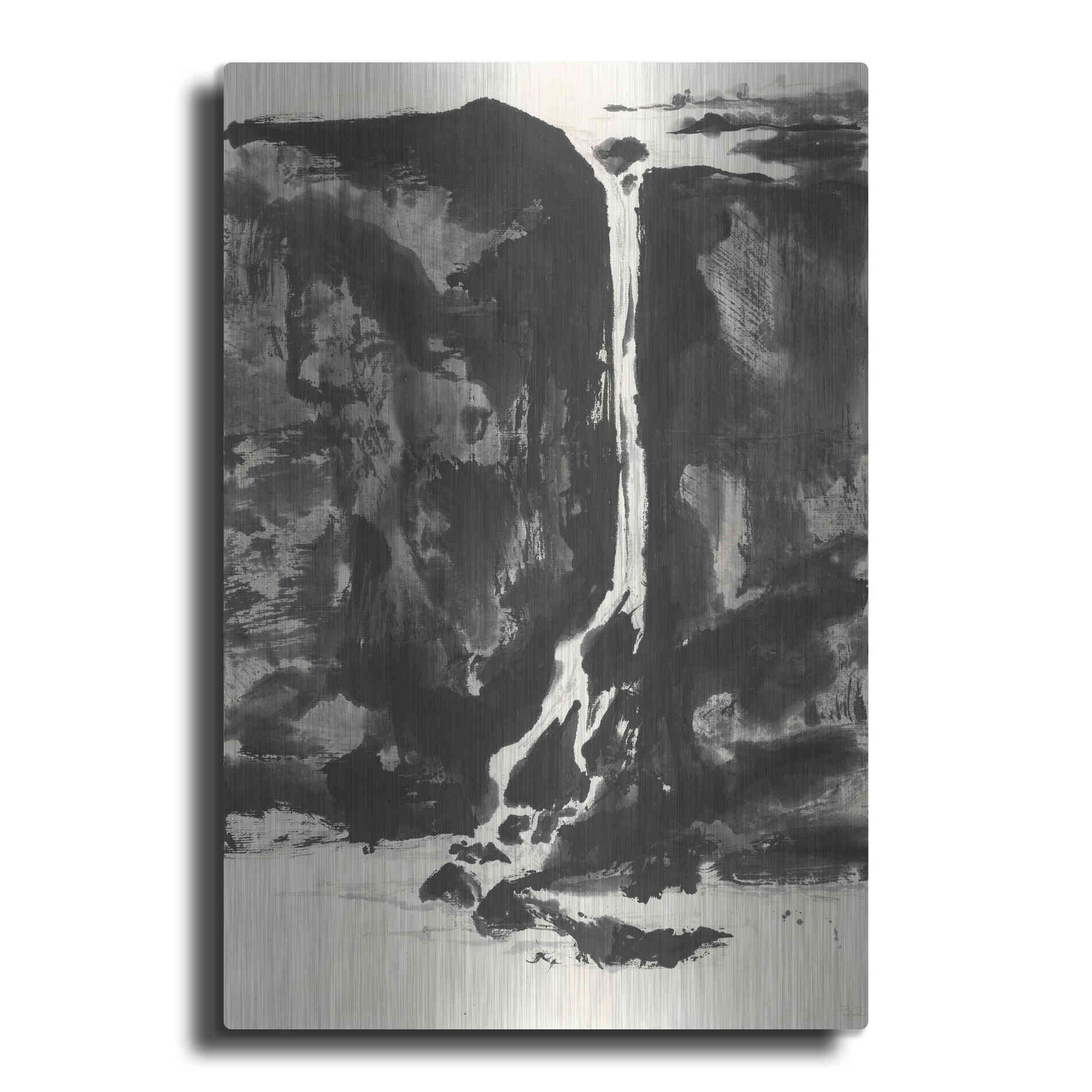 Luxe Metal Art 'Sumi Waterfall View II' by Chris Paschke, Metal Wall Art