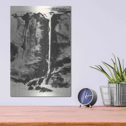 Luxe Metal Art 'Sumi Waterfall View III' by Chris Paschke, Metal Wall Art,12x16