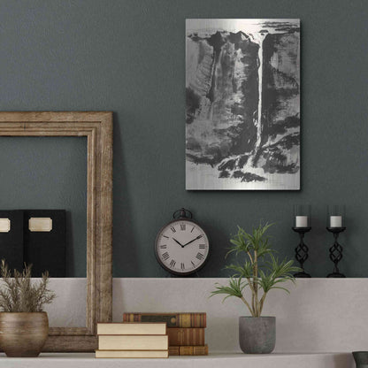 Luxe Metal Art 'Sumi Waterfall View III' by Chris Paschke, Metal Wall Art,12x16