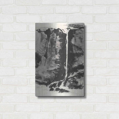 Luxe Metal Art 'Sumi Waterfall View III' by Chris Paschke, Metal Wall Art,16x24