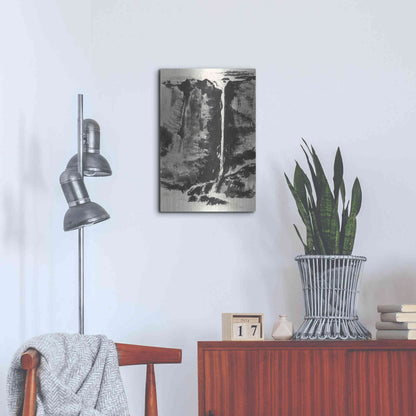 Luxe Metal Art 'Sumi Waterfall View III' by Chris Paschke, Metal Wall Art,16x24