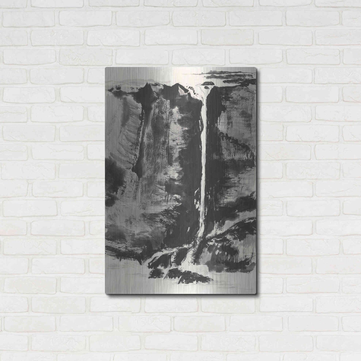 Luxe Metal Art 'Sumi Waterfall View III' by Chris Paschke, Metal Wall Art,24x36