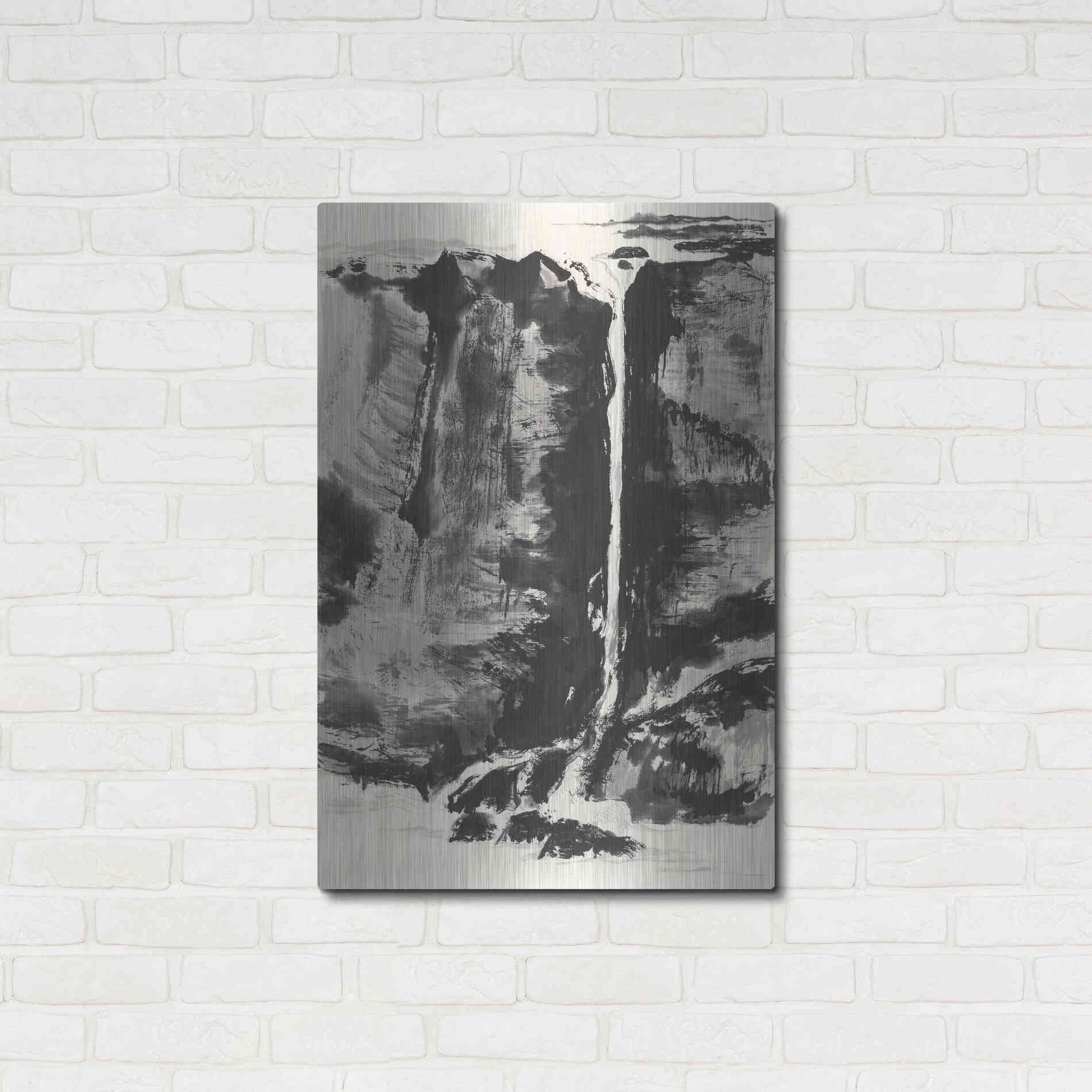 Luxe Metal Art 'Sumi Waterfall View III' by Chris Paschke, Metal Wall Art,24x36