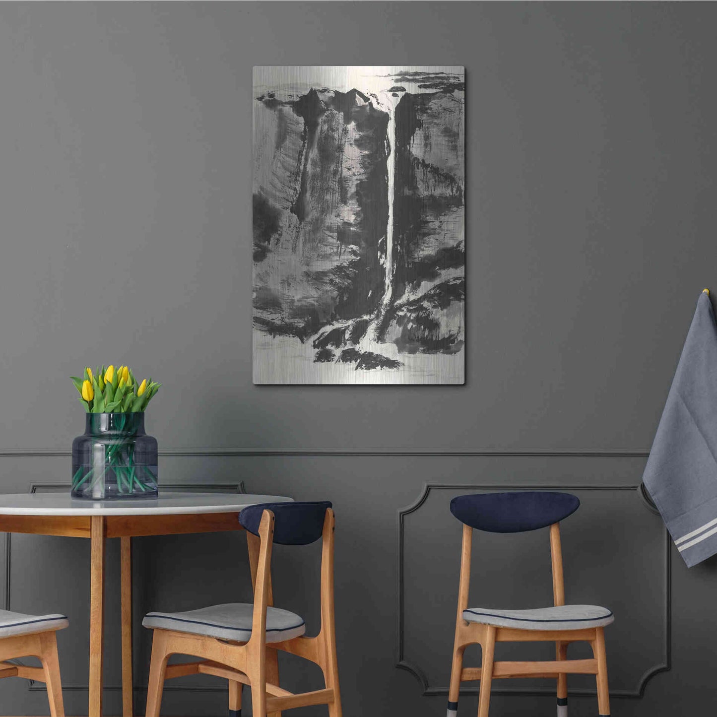 Luxe Metal Art 'Sumi Waterfall View III' by Chris Paschke, Metal Wall Art,24x36