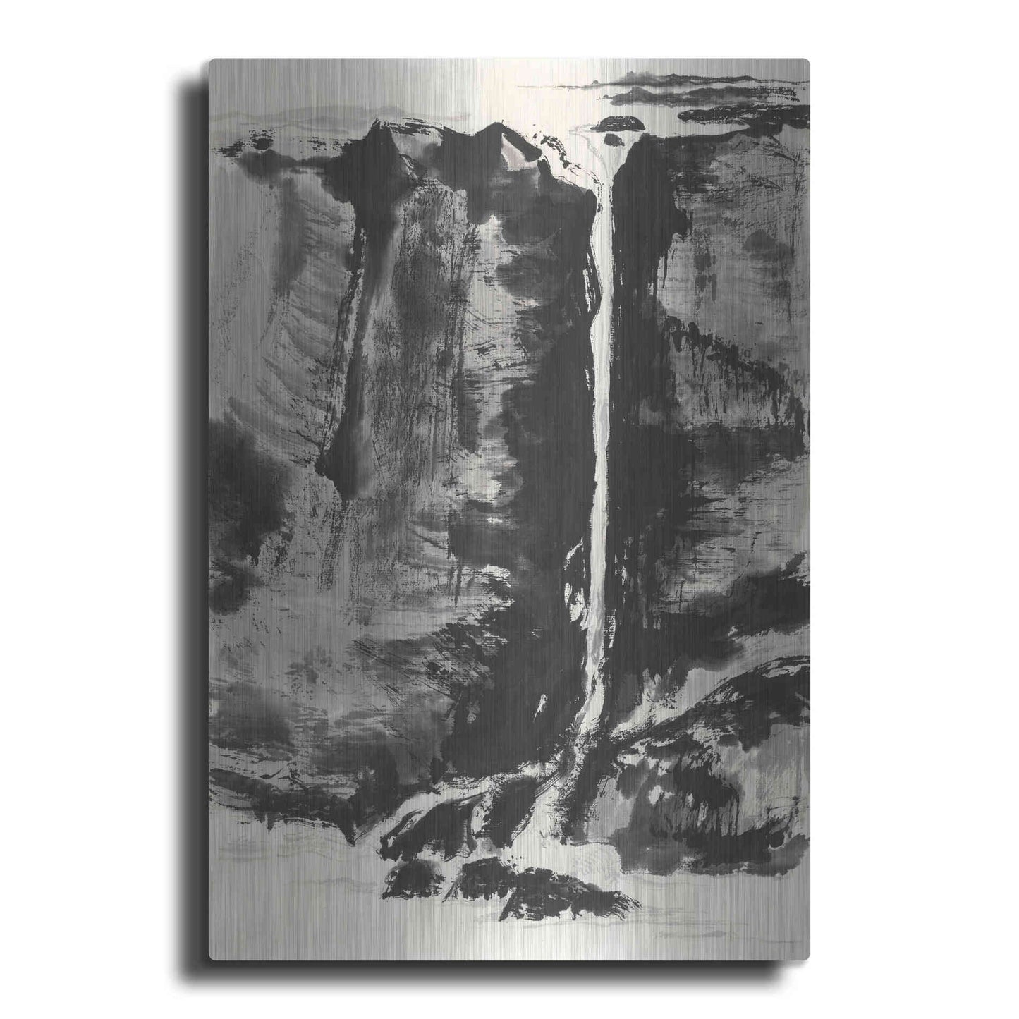 Luxe Metal Art 'Sumi Waterfall View III' by Chris Paschke, Metal Wall Art