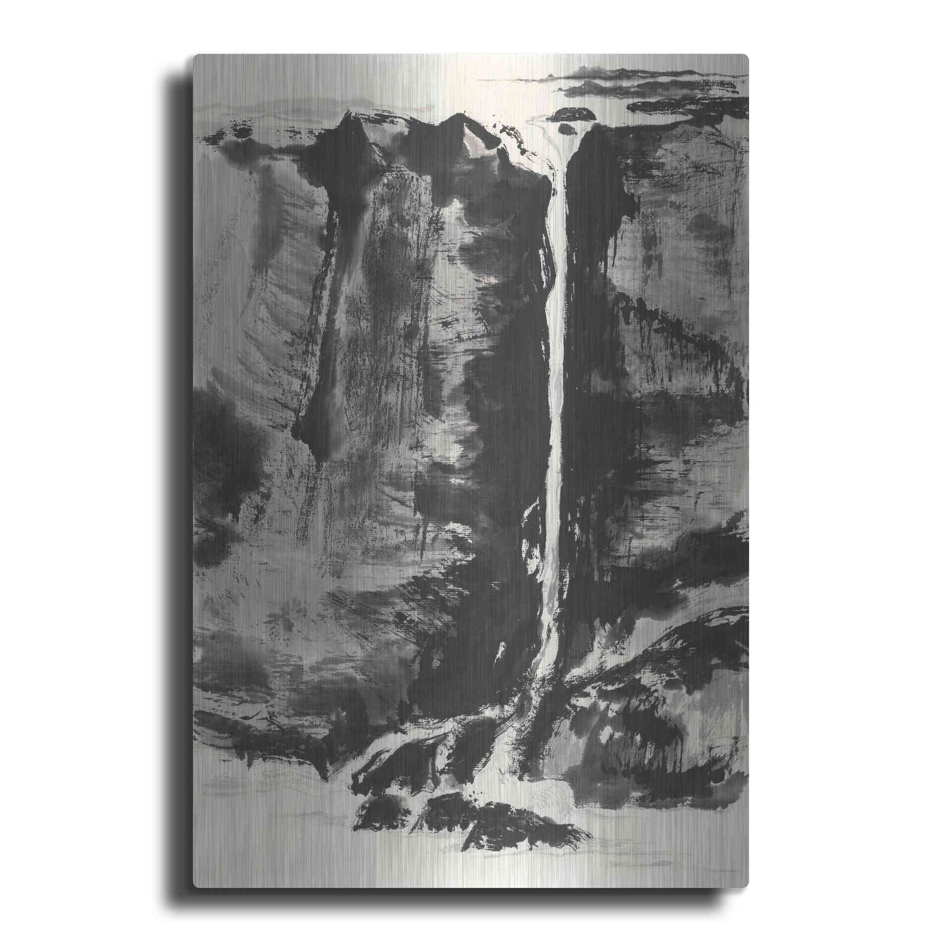 Luxe Metal Art 'Sumi Waterfall View III' by Chris Paschke, Metal Wall Art