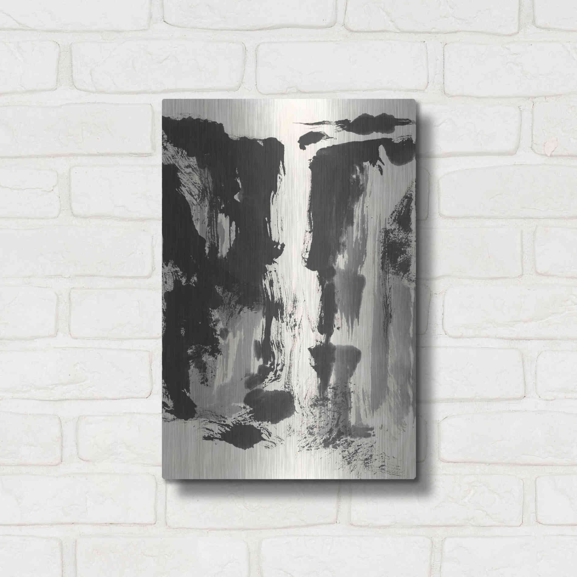Luxe Metal Art 'Sumi Waterfall View IV' by Chris Paschke, Metal Wall Art,12x16