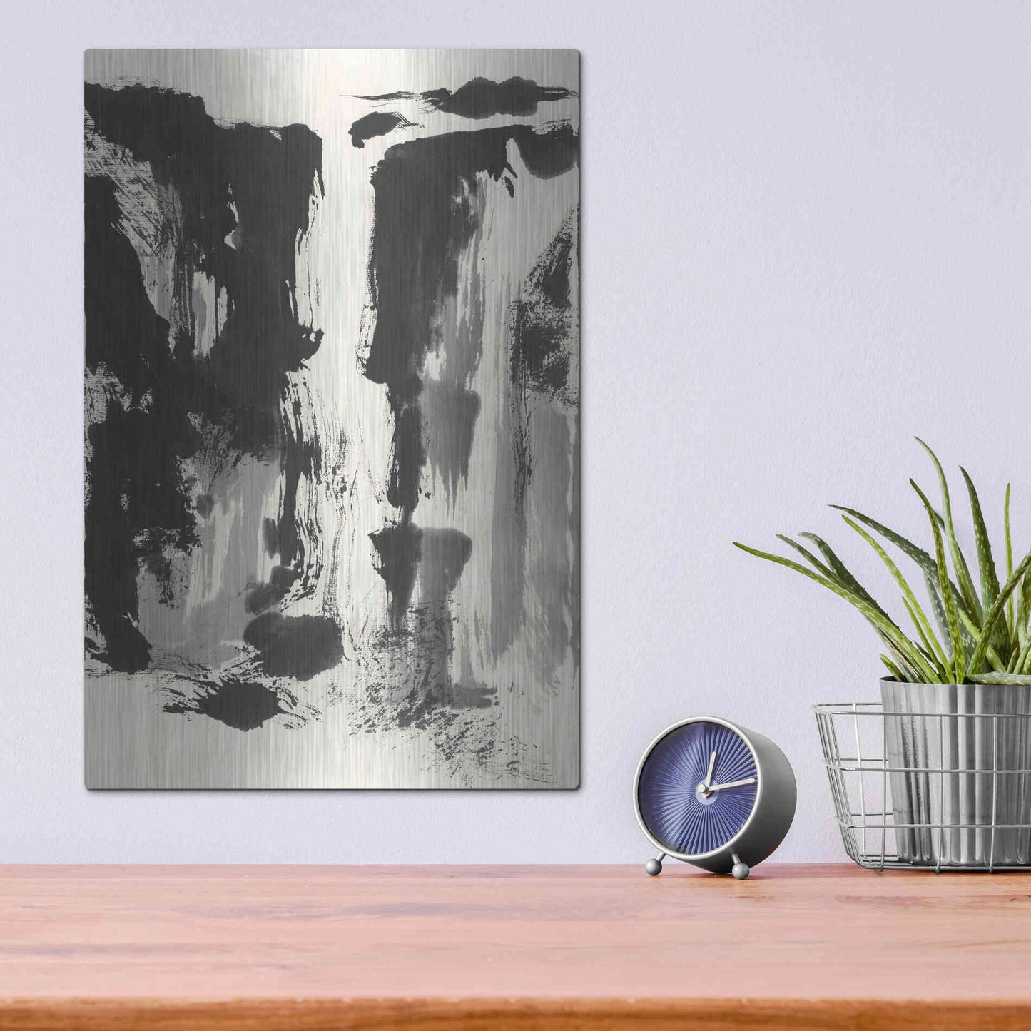 Luxe Metal Art 'Sumi Waterfall View IV' by Chris Paschke, Metal Wall Art,12x16