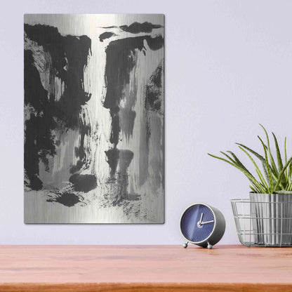 Luxe Metal Art 'Sumi Waterfall View IV' by Chris Paschke, Metal Wall Art,12x16