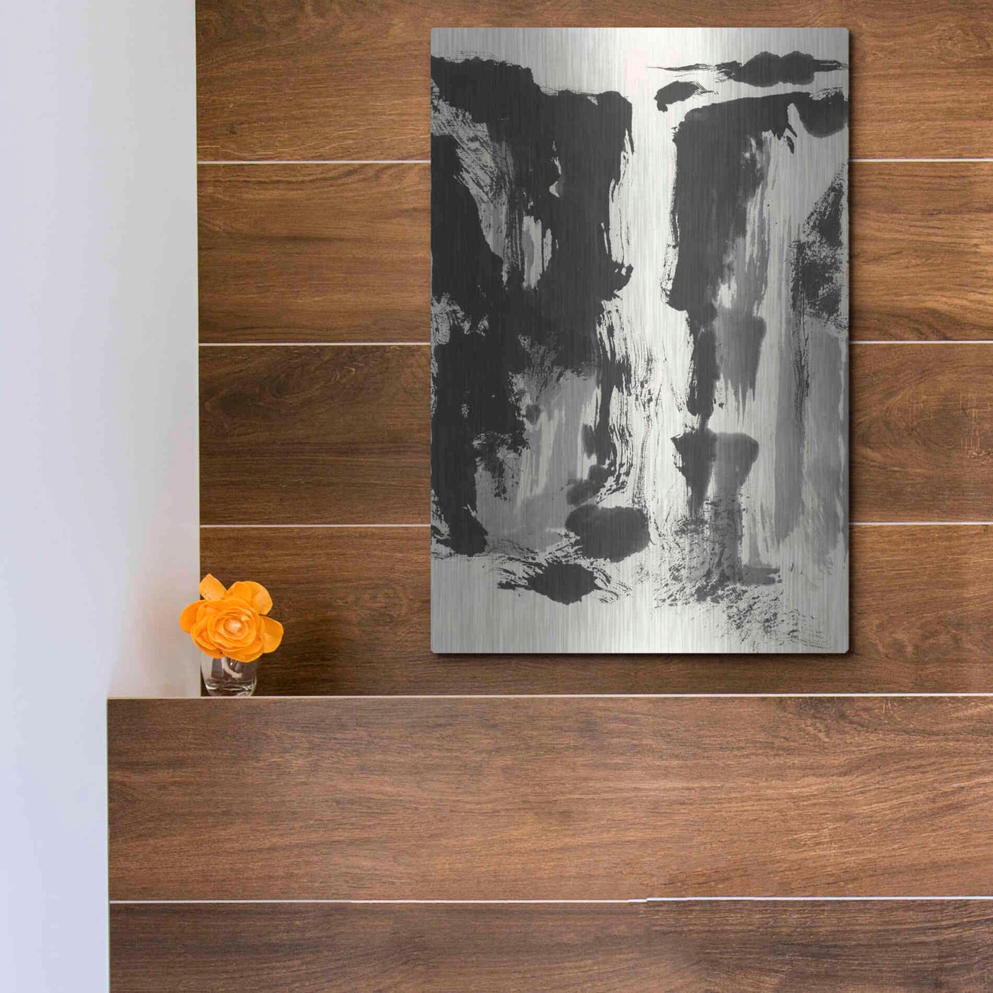 Luxe Metal Art 'Sumi Waterfall View IV' by Chris Paschke, Metal Wall Art,12x16