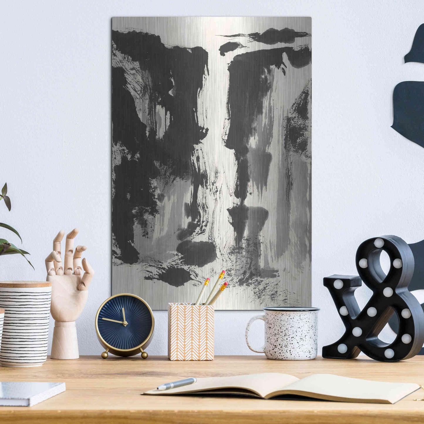 Luxe Metal Art 'Sumi Waterfall View IV' by Chris Paschke, Metal Wall Art,12x16