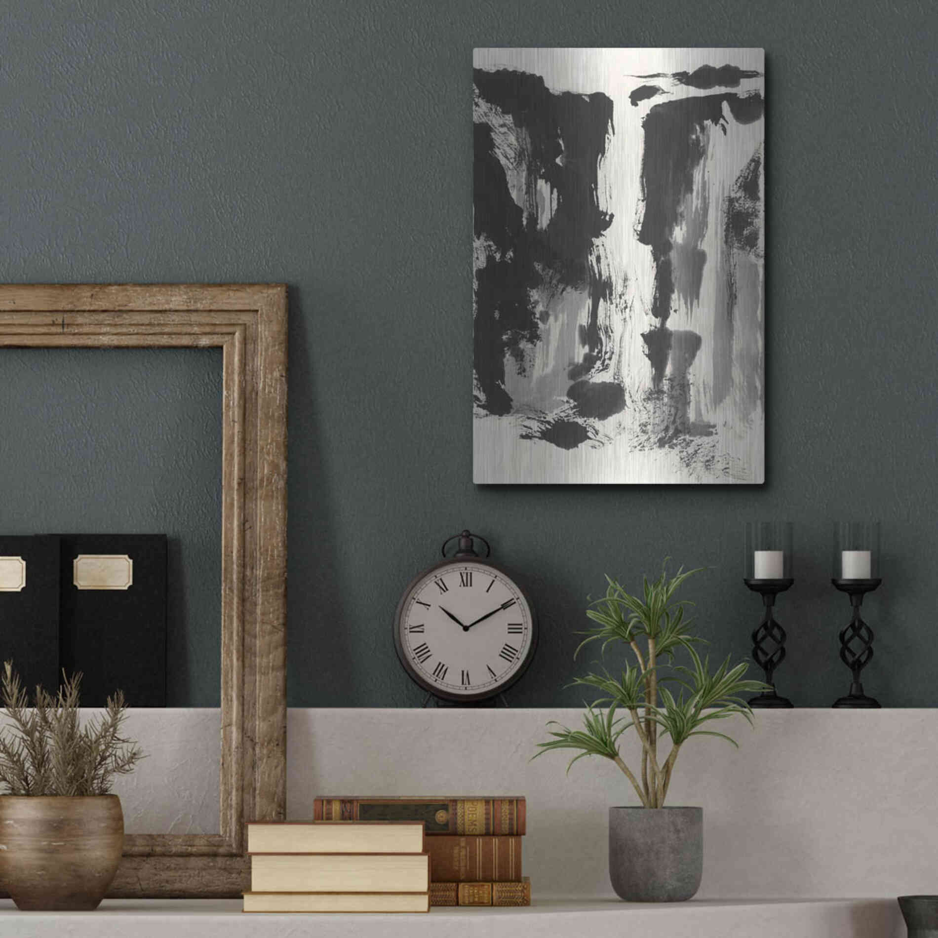 Luxe Metal Art 'Sumi Waterfall View IV' by Chris Paschke, Metal Wall Art,12x16
