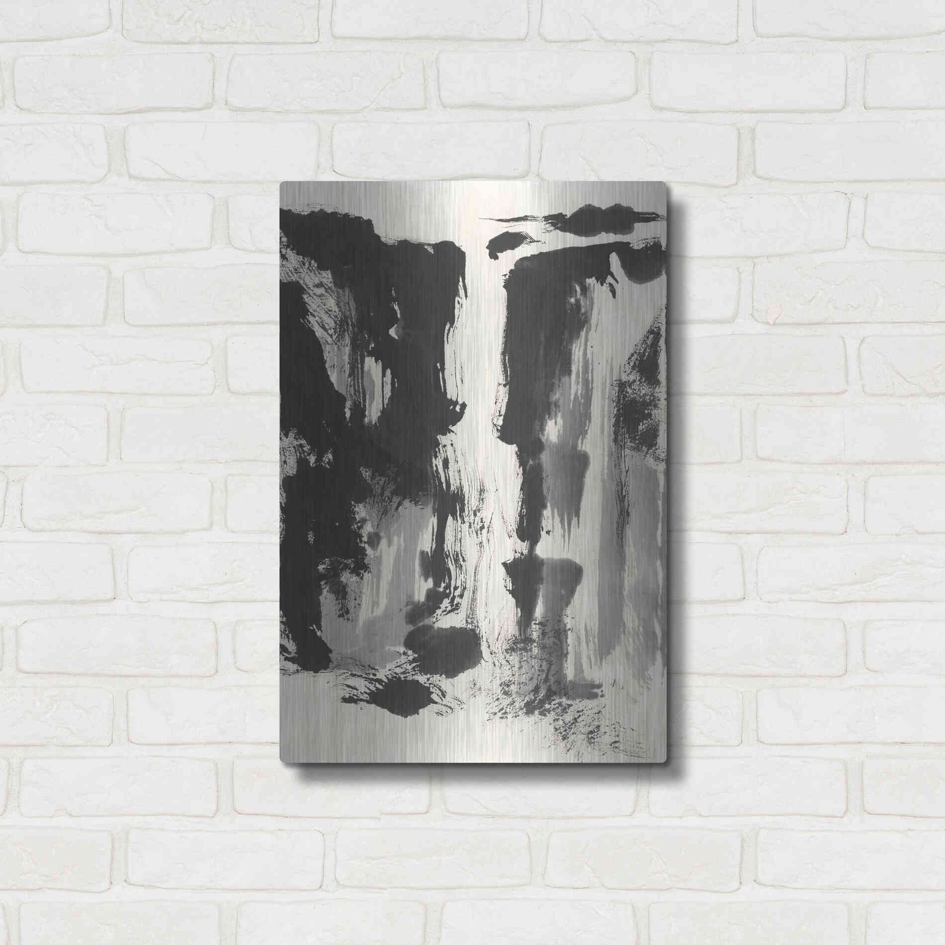 Luxe Metal Art 'Sumi Waterfall View IV' by Chris Paschke, Metal Wall Art,16x24