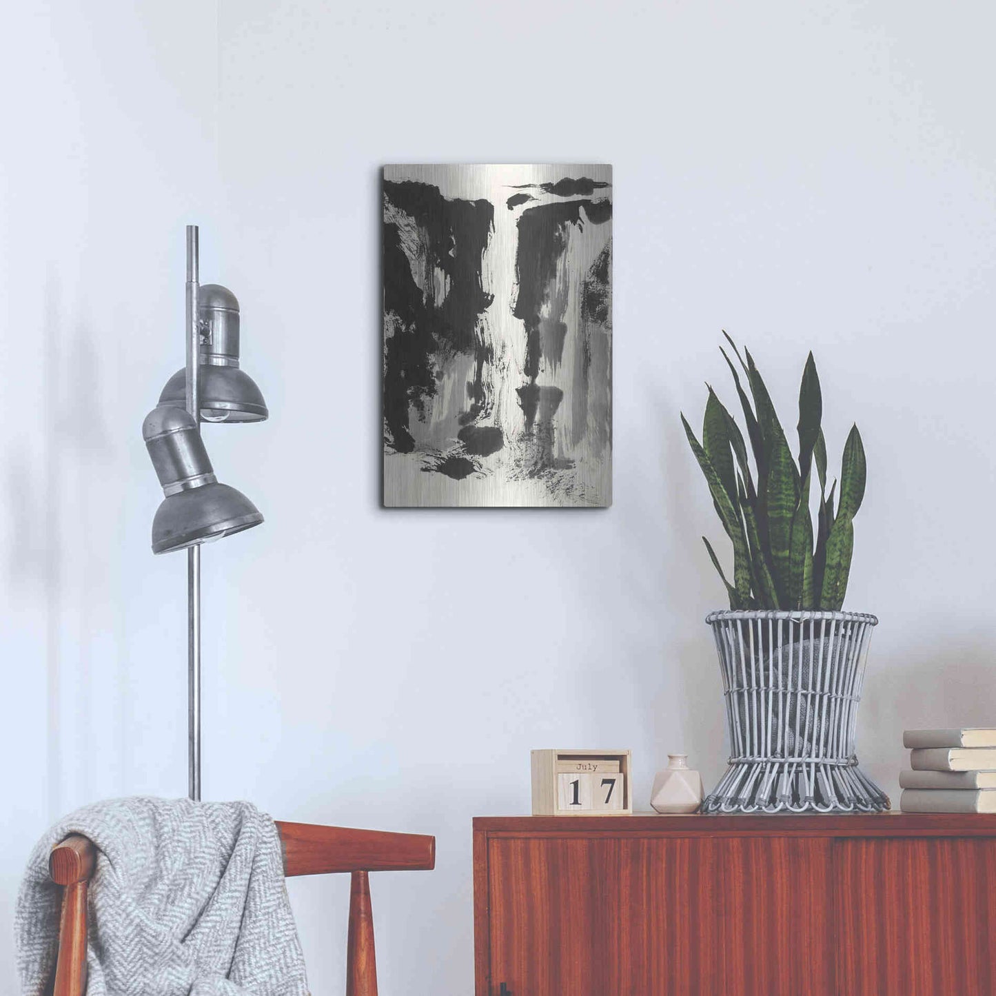 Luxe Metal Art 'Sumi Waterfall View IV' by Chris Paschke, Metal Wall Art,16x24