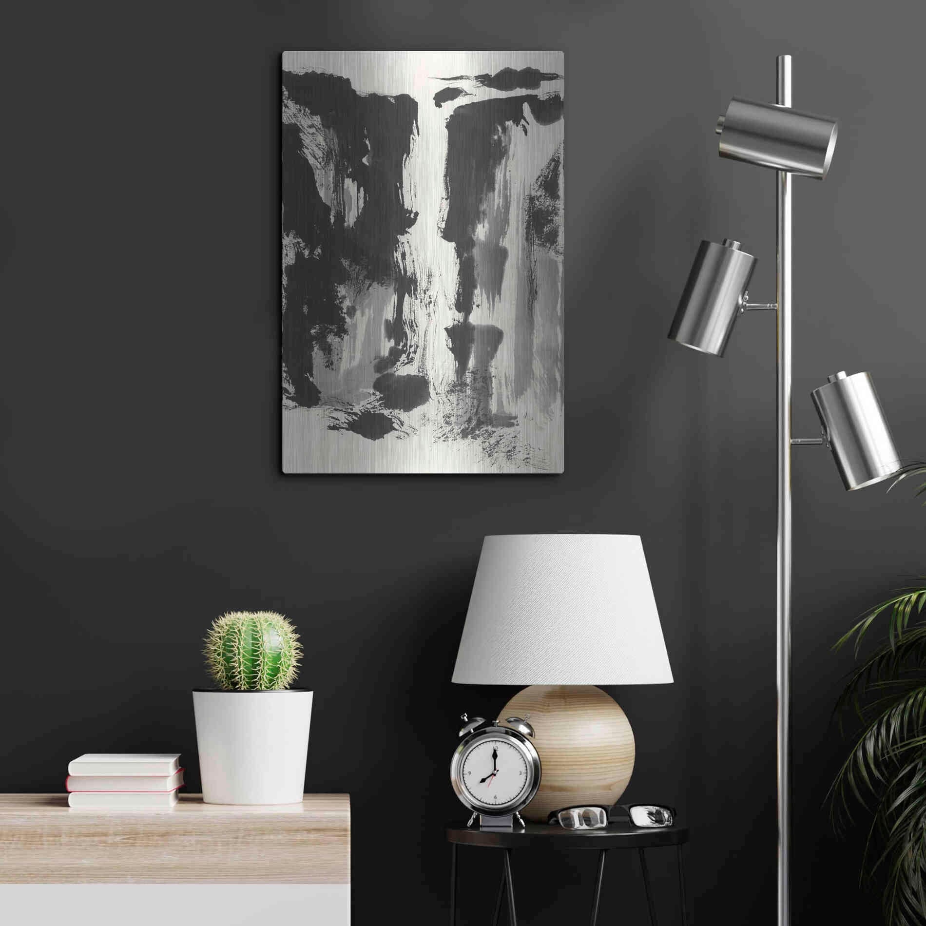 Luxe Metal Art 'Sumi Waterfall View IV' by Chris Paschke, Metal Wall Art,16x24