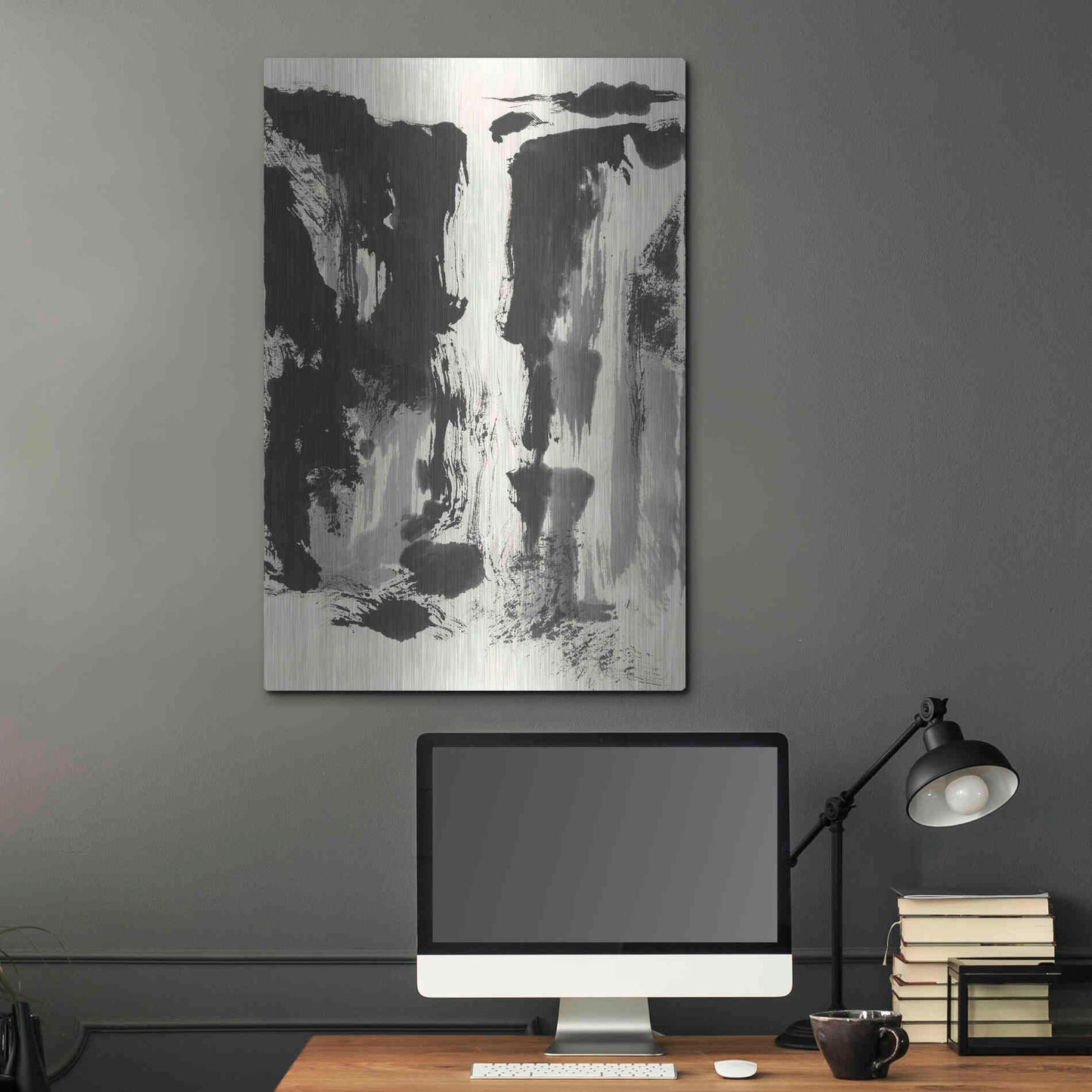 Luxe Metal Art 'Sumi Waterfall View IV' by Chris Paschke, Metal Wall Art,24x36