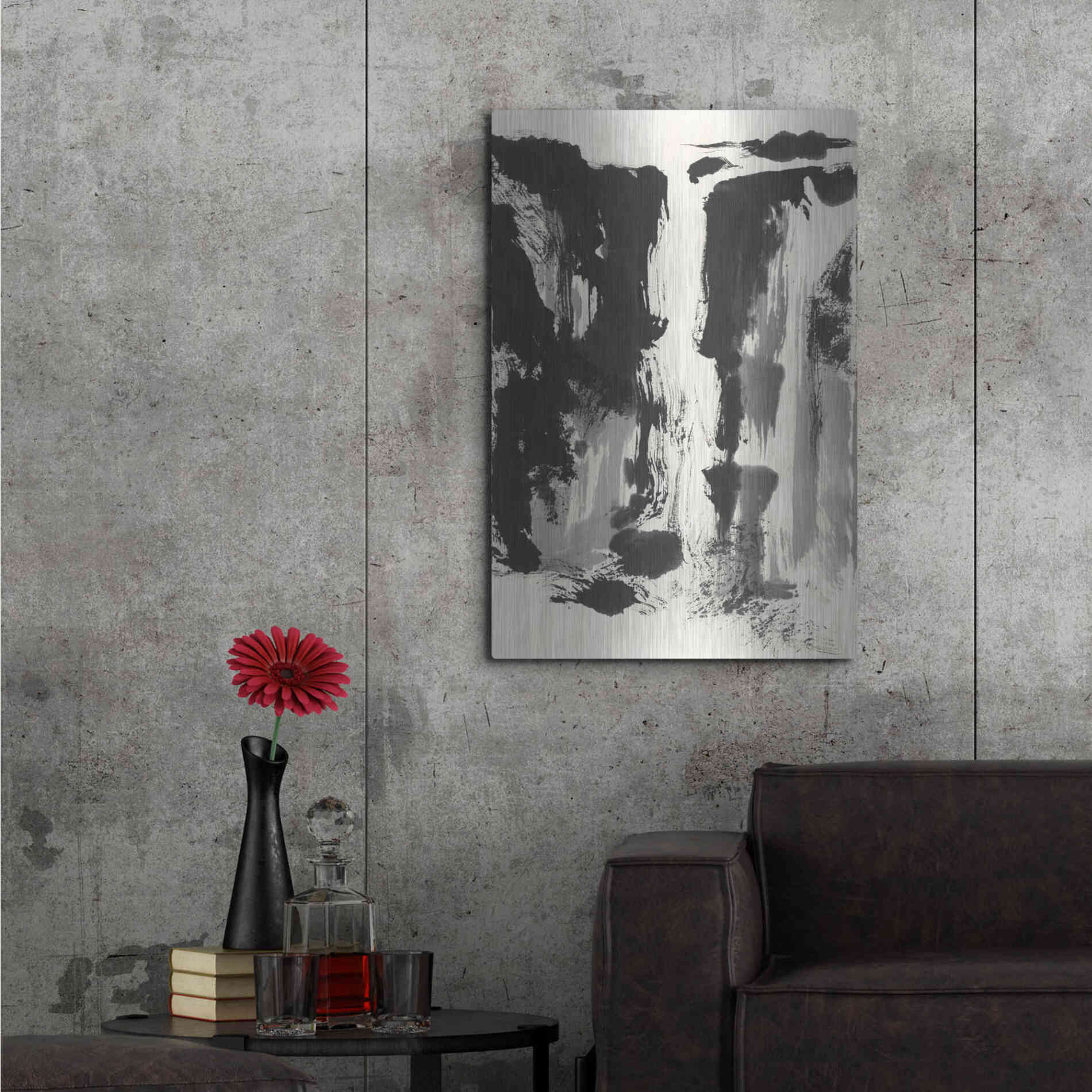 Luxe Metal Art 'Sumi Waterfall View IV' by Chris Paschke, Metal Wall Art,24x36