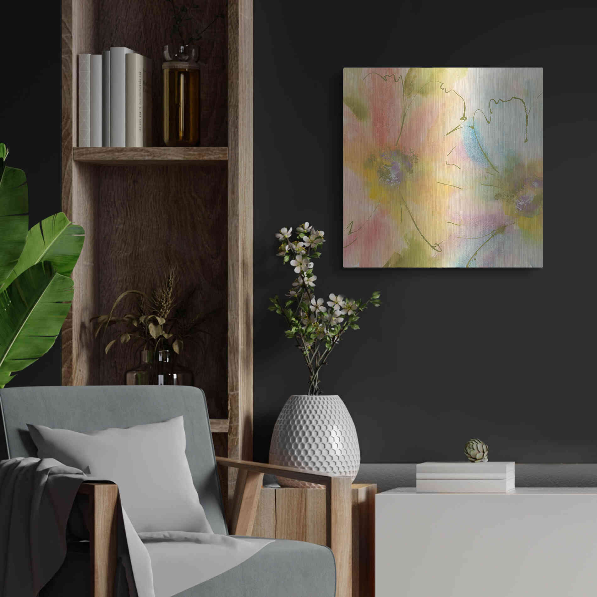 Luxe Metal Art 'Rainbow Cosmos I' by Chris Paschke, Metal Wall Art,24x24