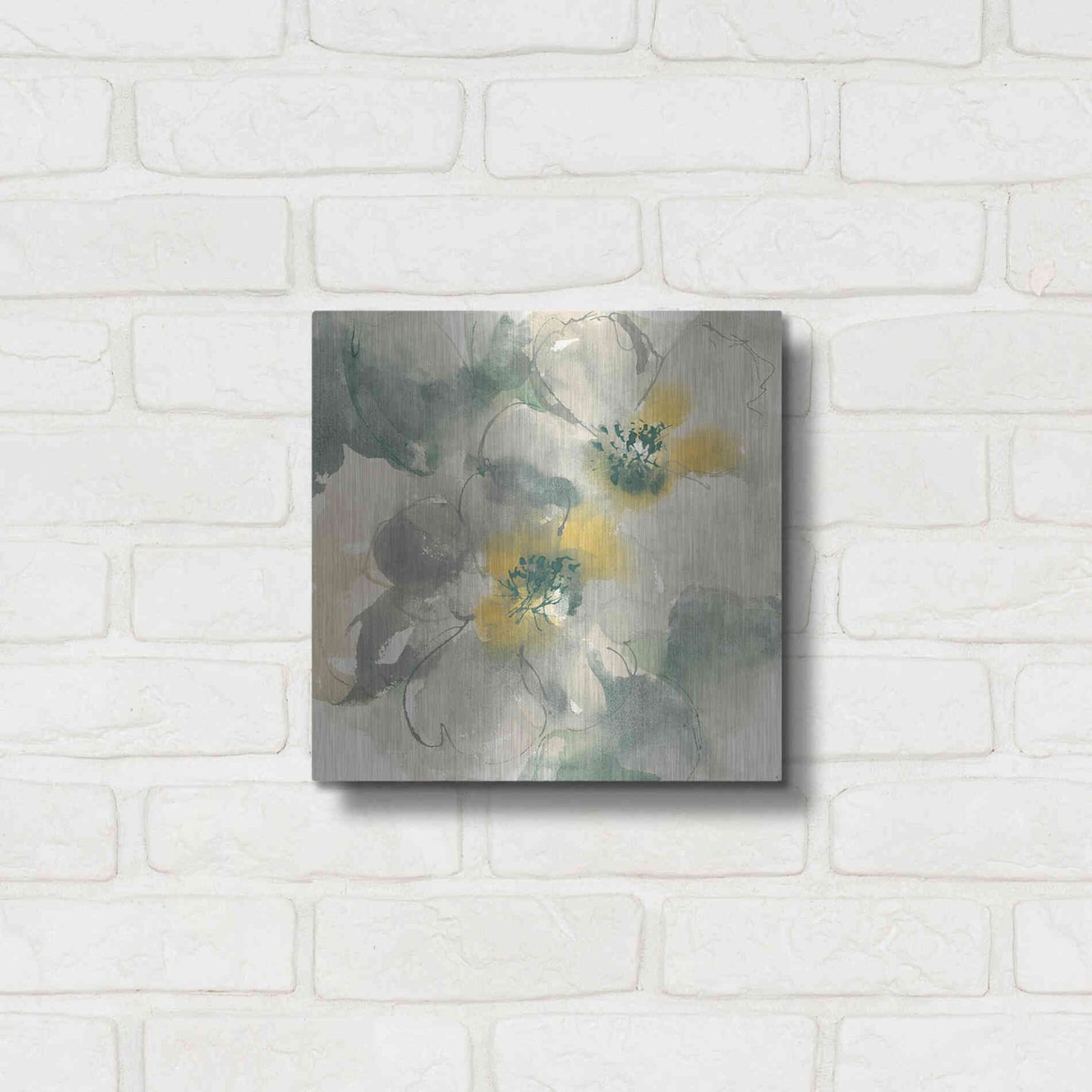 Luxe Metal Art 'Silver Quince I' by Chris Paschke, Metal Wall Art,12x12
