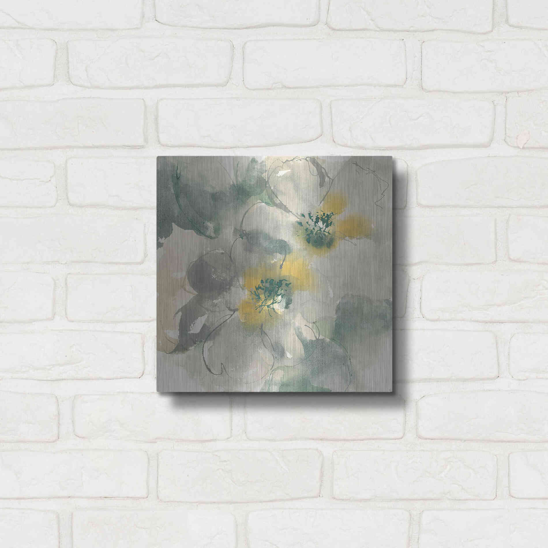Luxe Metal Art 'Silver Quince I' by Chris Paschke, Metal Wall Art,12x12