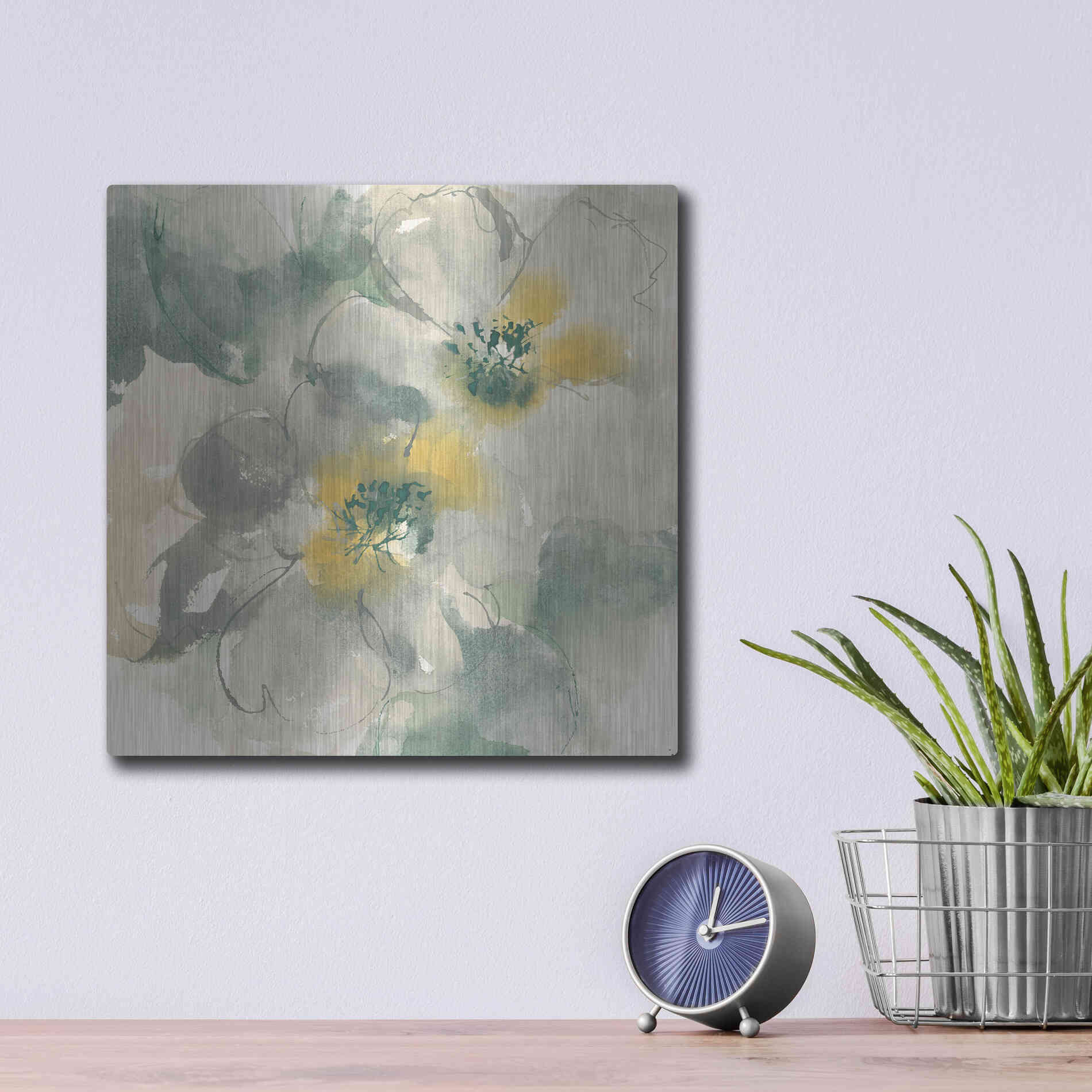Luxe Metal Art 'Silver Quince I' by Chris Paschke, Metal Wall Art,12x12