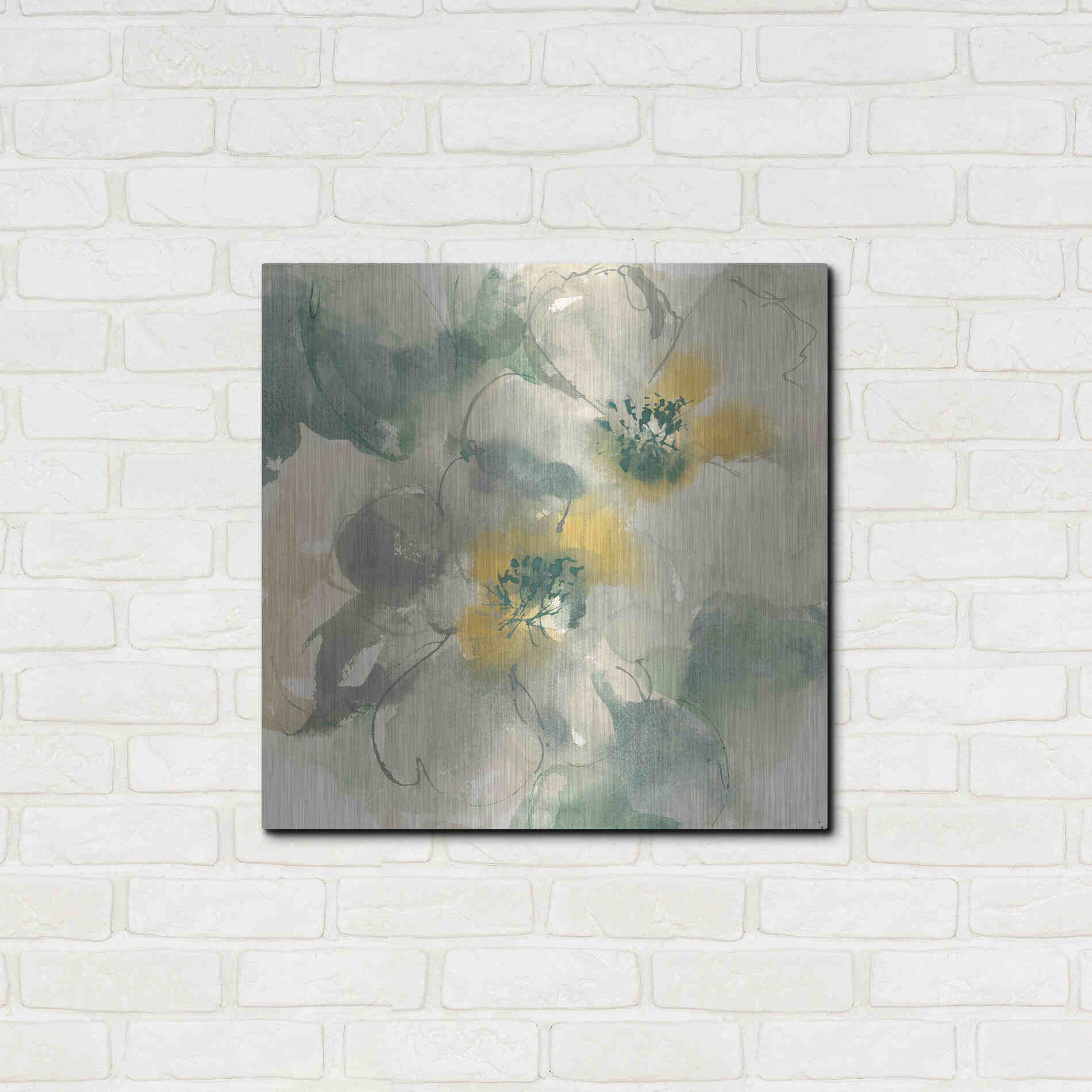 Luxe Metal Art 'Silver Quince I' by Chris Paschke, Metal Wall Art,24x24