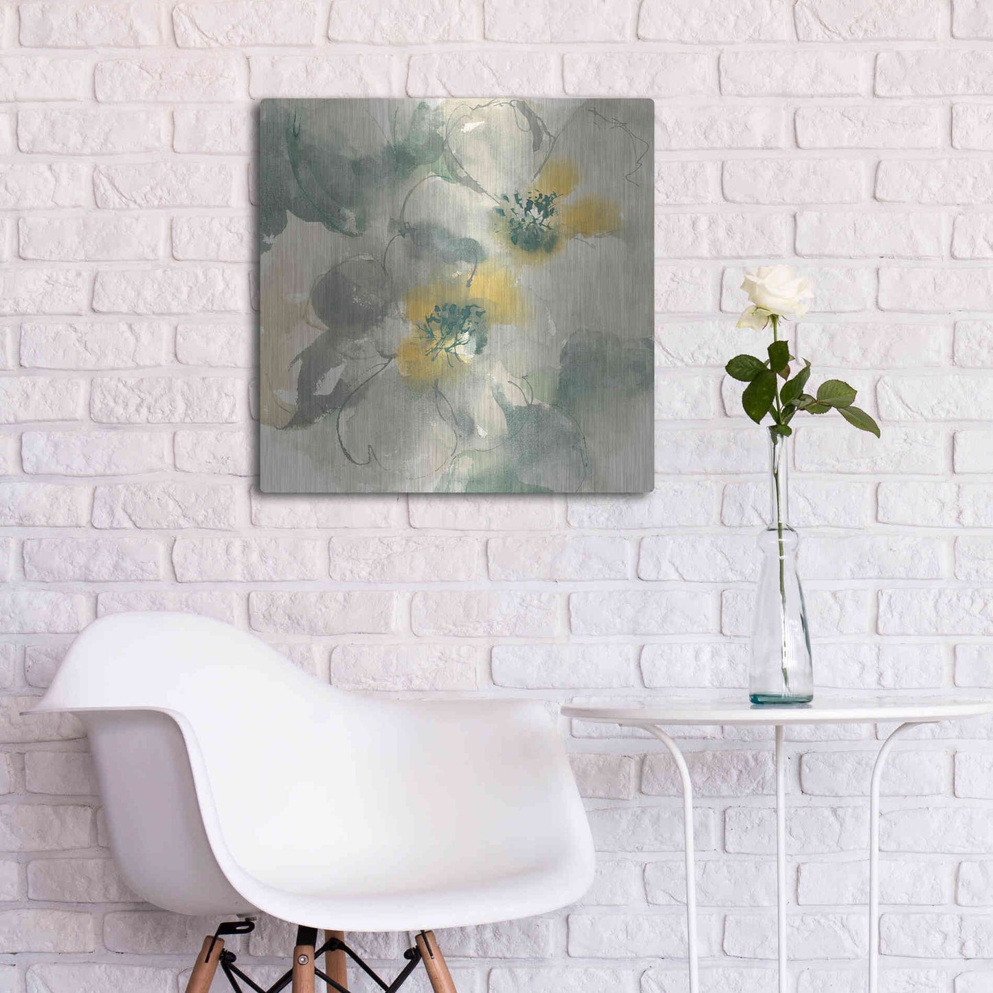 Luxe Metal Art 'Silver Quince I' by Chris Paschke, Metal Wall Art,24x24