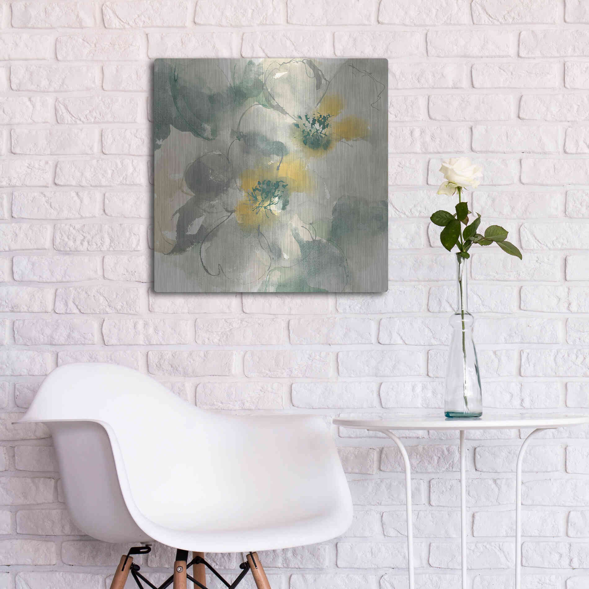 Luxe Metal Art 'Silver Quince I' by Chris Paschke, Metal Wall Art,24x24