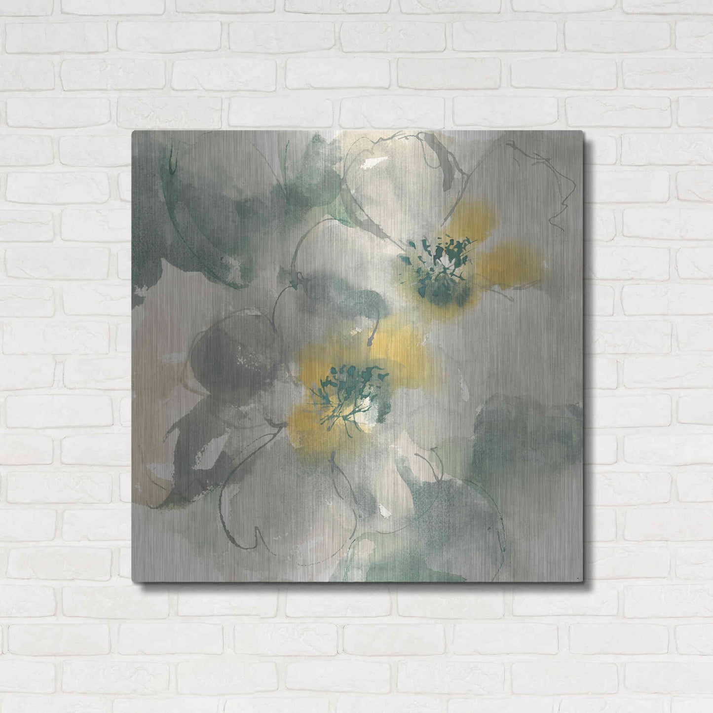 Luxe Metal Art 'Silver Quince I' by Chris Paschke, Metal Wall Art,36x36