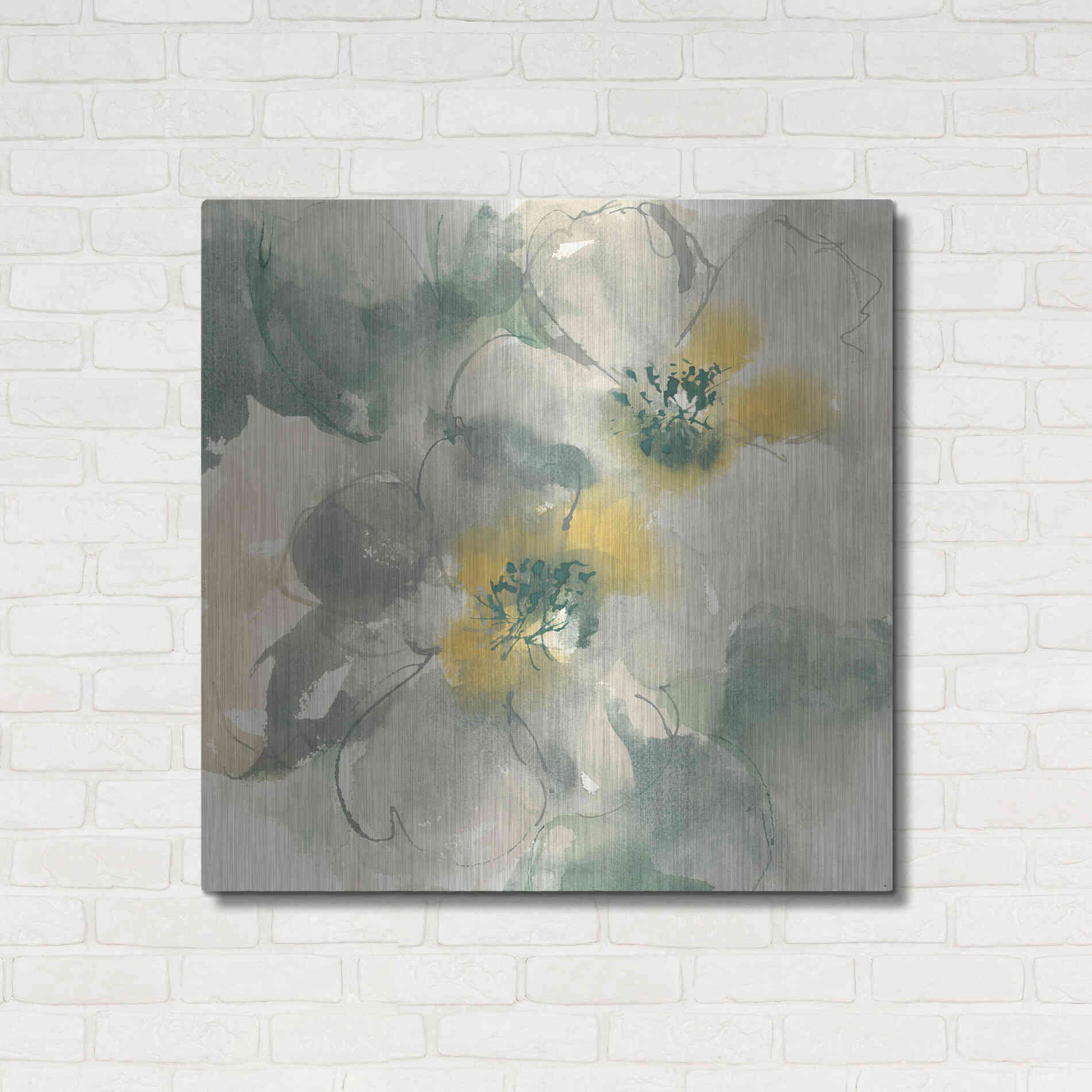 Luxe Metal Art 'Silver Quince I' by Chris Paschke, Metal Wall Art,36x36