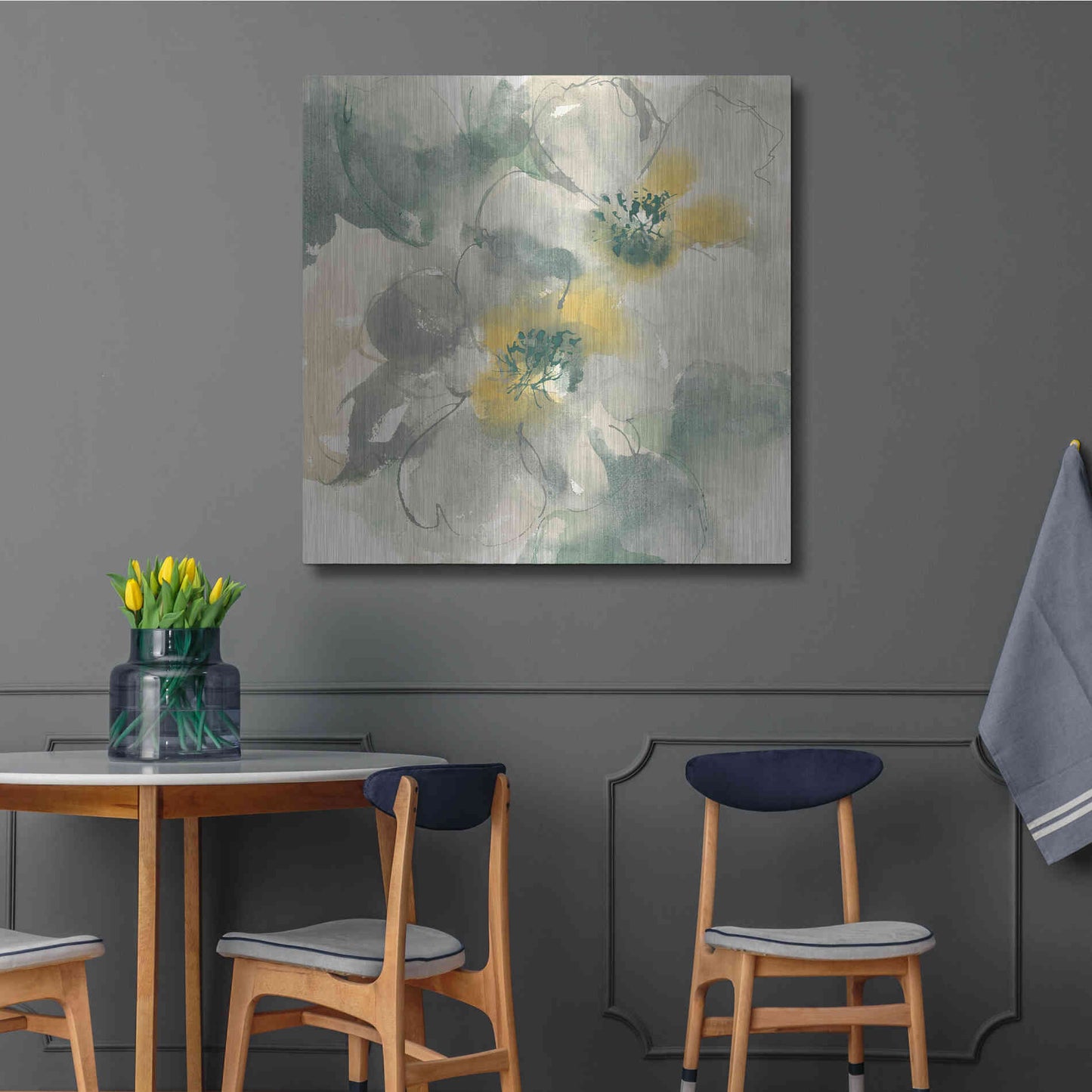 Luxe Metal Art 'Silver Quince I' by Chris Paschke, Metal Wall Art,36x36