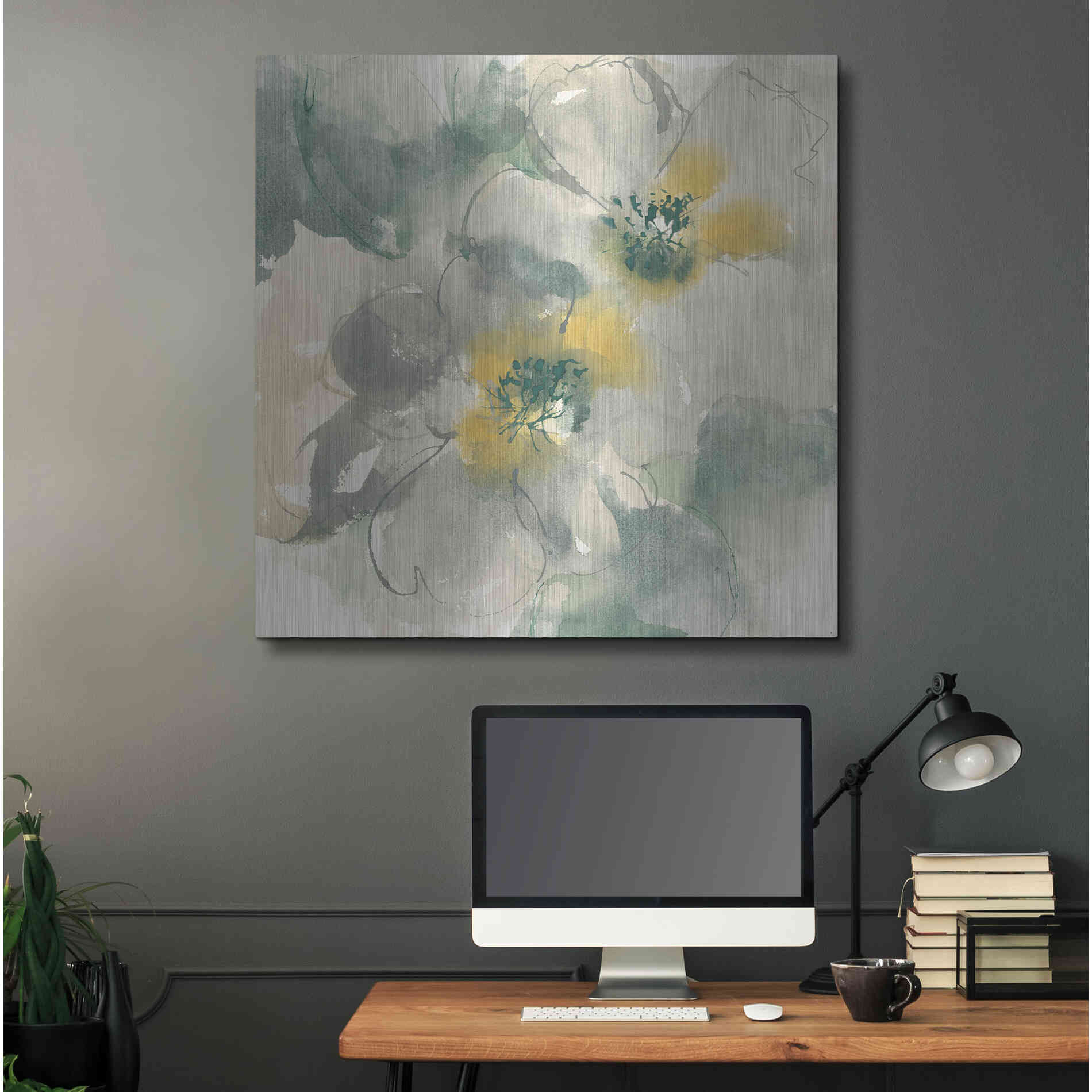 Luxe Metal Art 'Silver Quince I' by Chris Paschke, Metal Wall Art,36x36