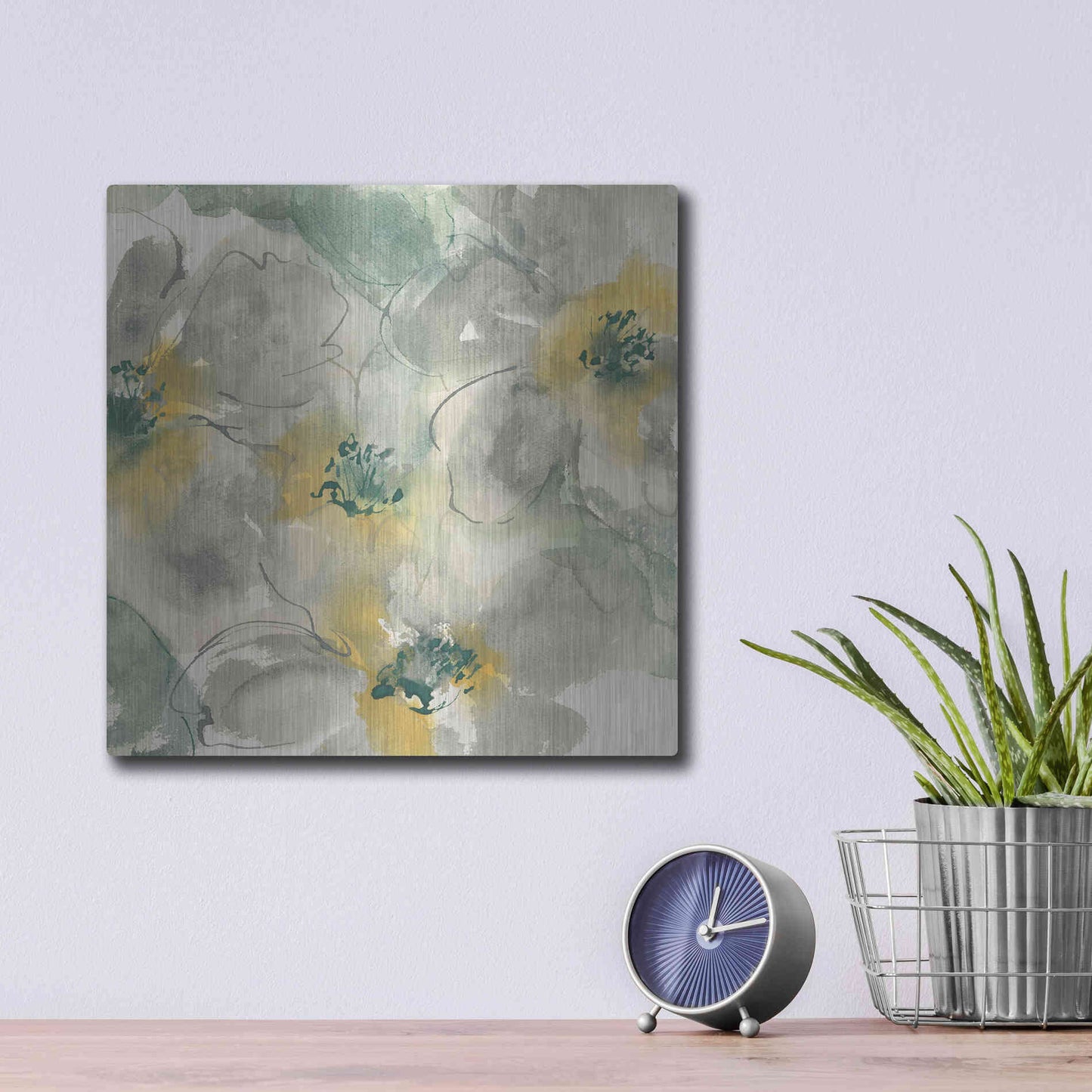 Luxe Metal Art 'Silver Quince II' by Chris Paschke, Metal Wall Art,12x12